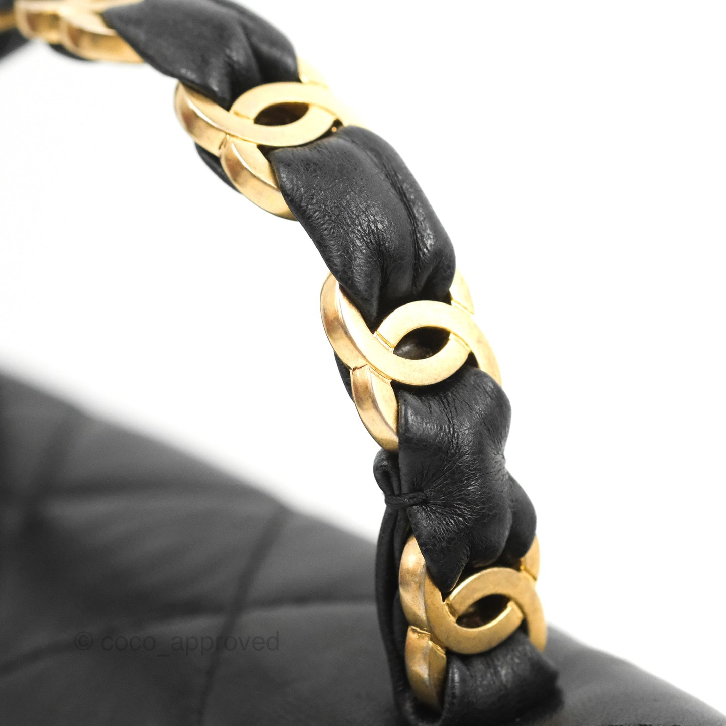 Chanel Mini Flap Bag with Top Handle Black Crumpled Lambskin Aged Gold Hardware