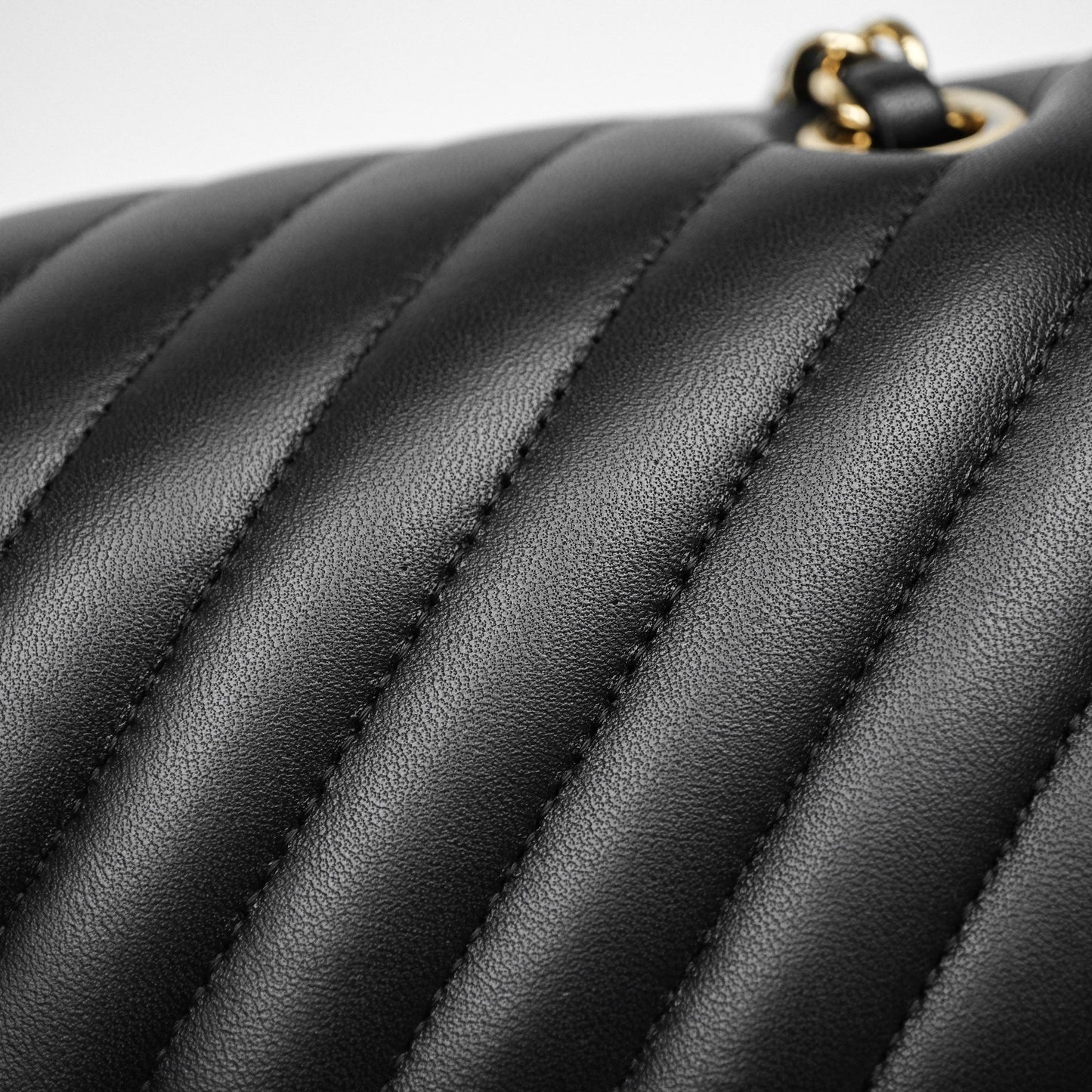 Chanel Classic Medium Flap Chevron Black Lambskin Gold Hardware
