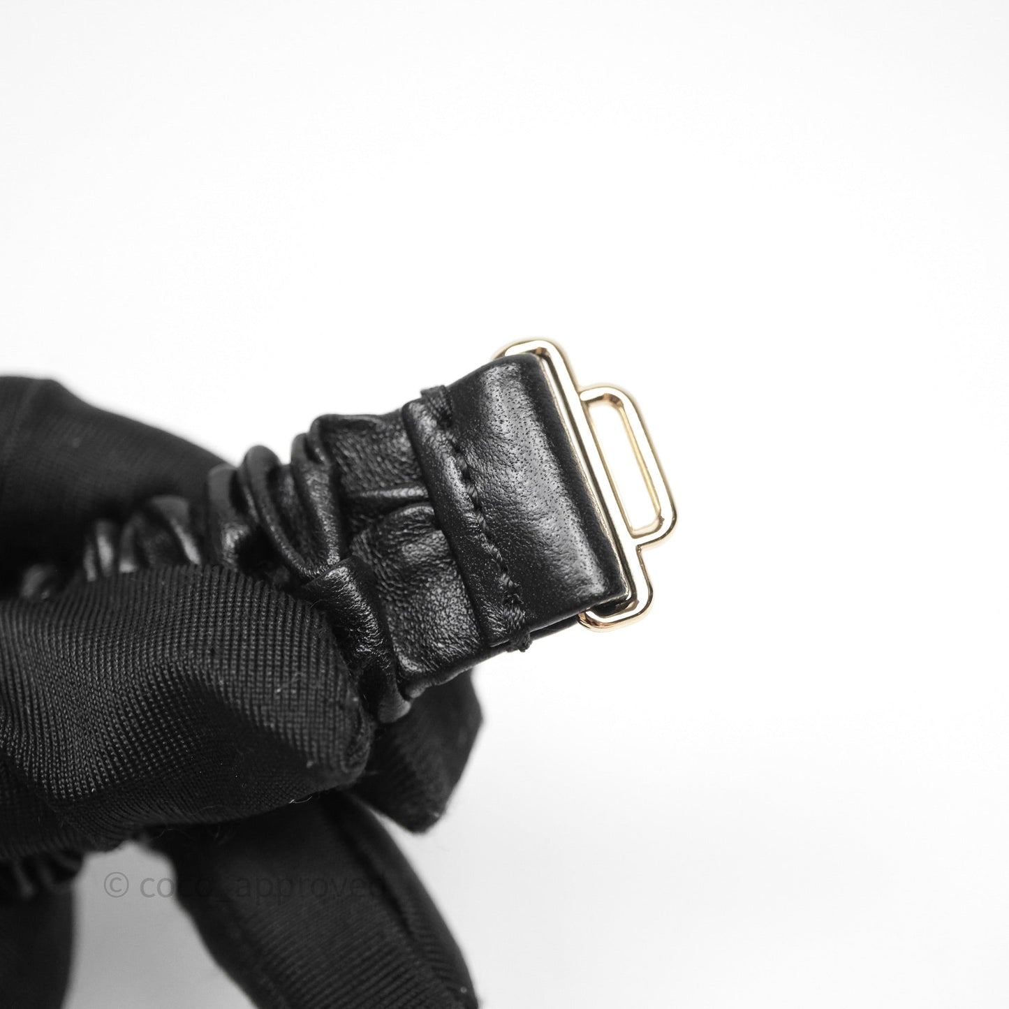 Chanel Heart CC Ruched Belt Black Lambskin Gold Tone 22B