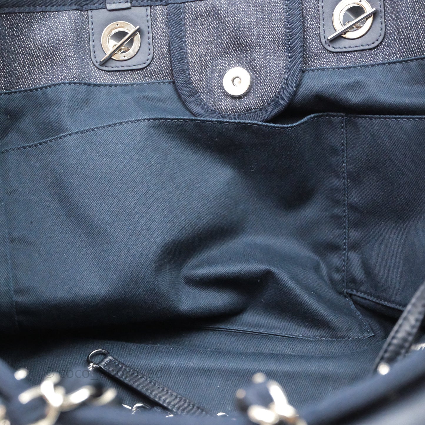 Chanel Large Deauville Tote Denim Canvas Silver Hardware