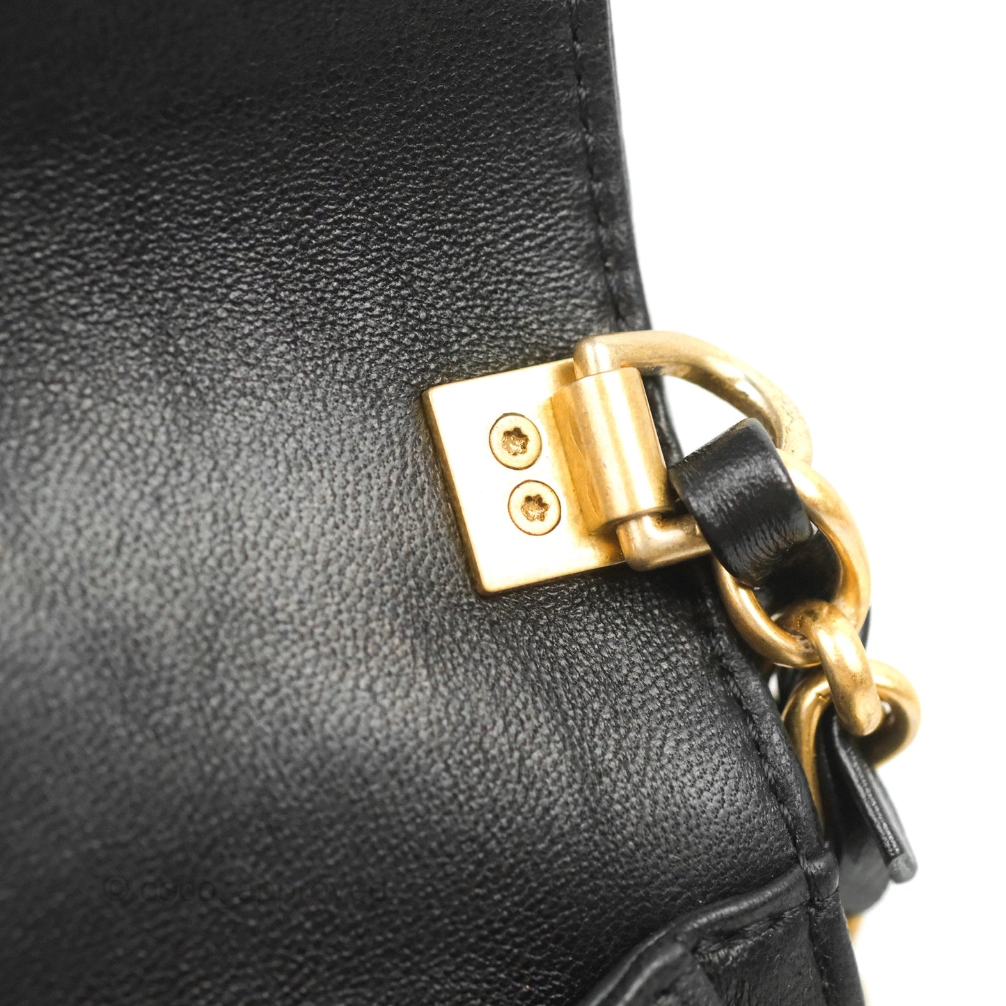 Chanel Mini Flap Bag with Top Handle Black Crumpled Lambskin Aged Gold Hardware