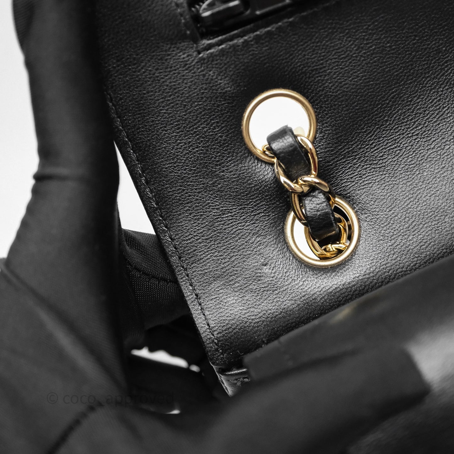 Chanel Classic Medium Flap Chevron Black Lambskin Gold Hardware