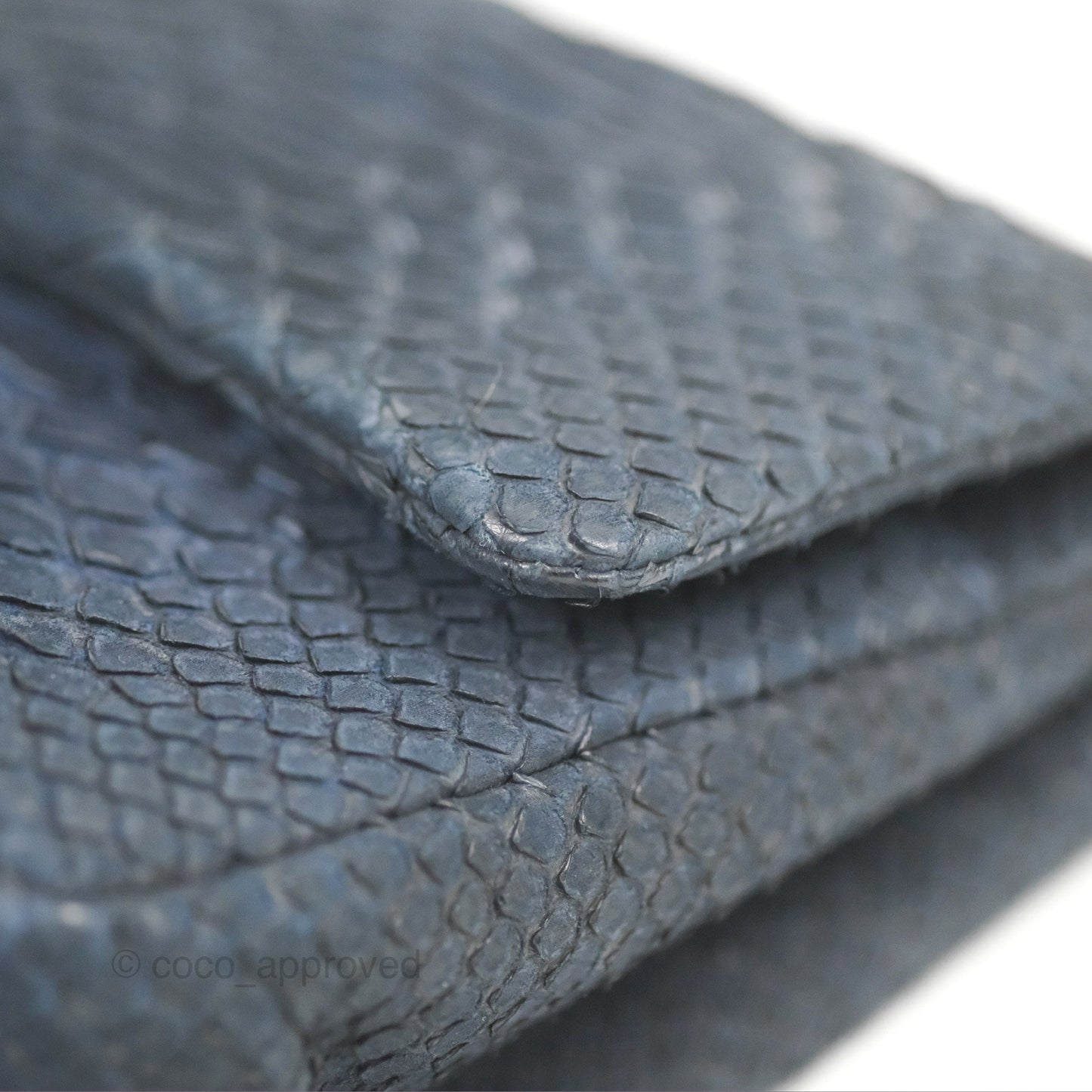 Chanel Classic M/L Medium Flap Navy Python Silver Hardware