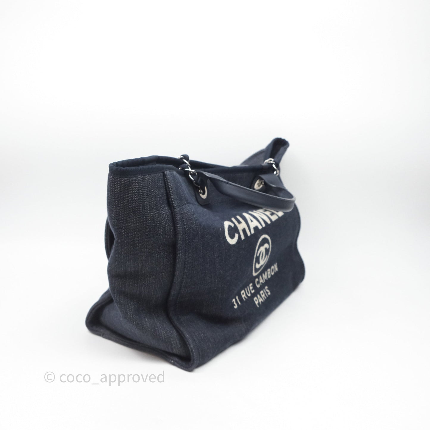 Chanel Large Deauville Tote Denim Canvas Silver Hardware