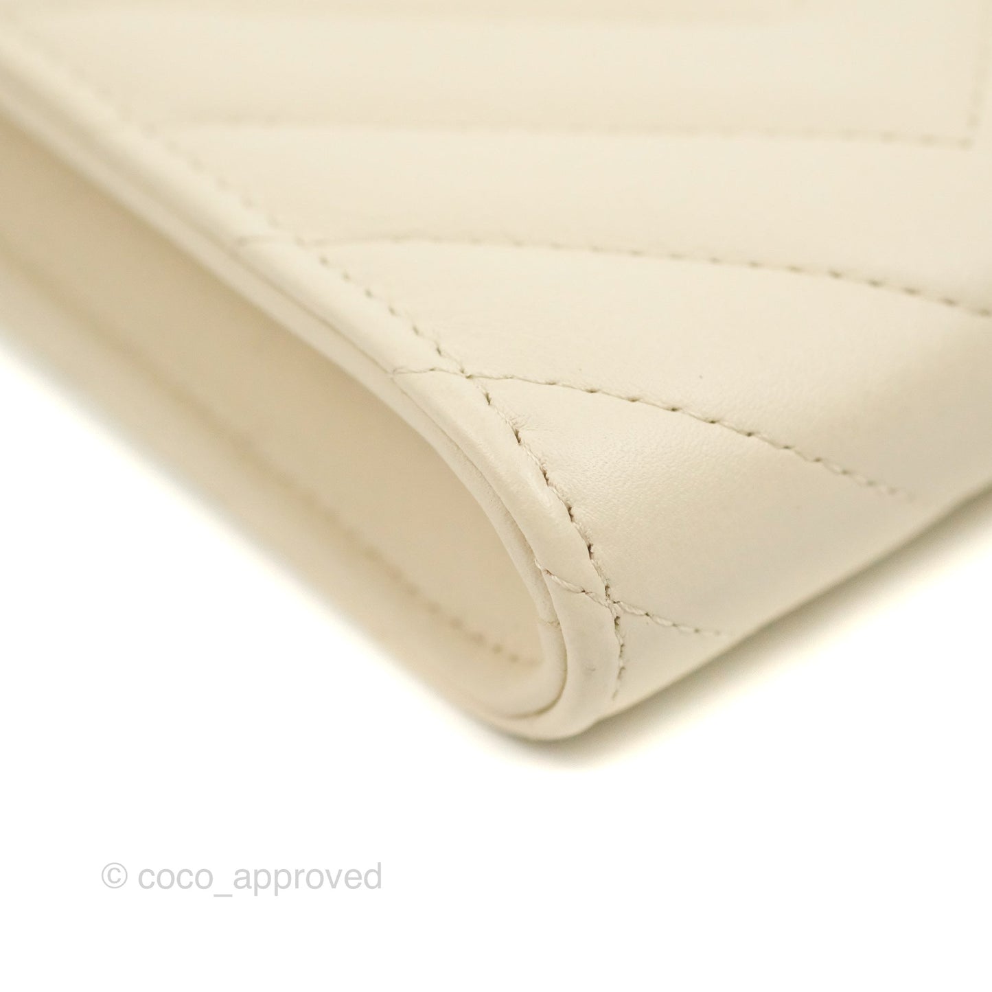 Chanel Chevron Clutch With Chain Ivory Calfskin Silver Hardware