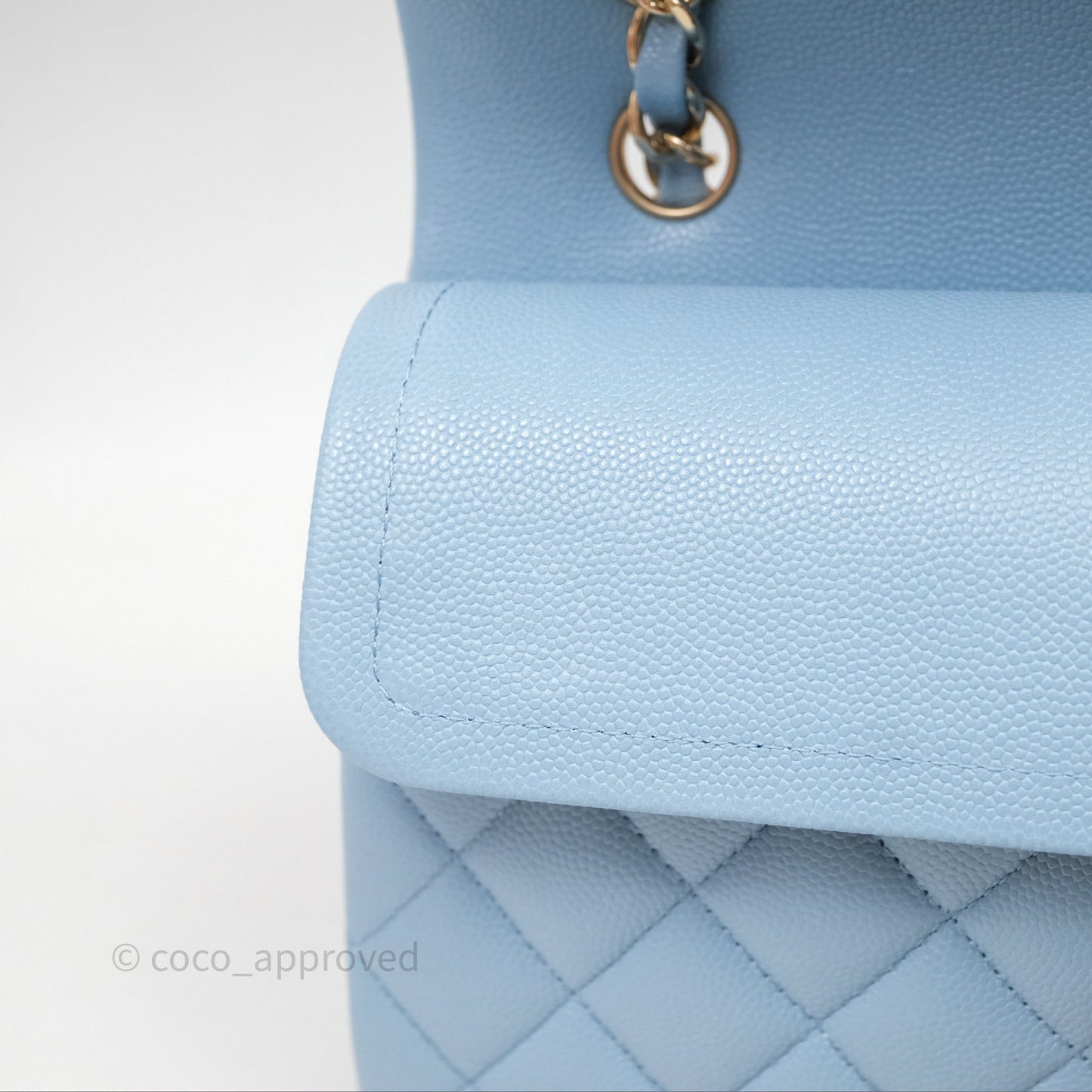Chanel Small Classic Flap Quilted Blue Caviar Light Gold Hardware