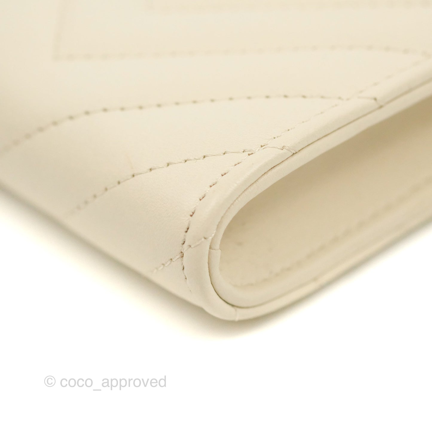 Chanel Chevron Clutch With Chain Ivory Calfskin Silver Hardware