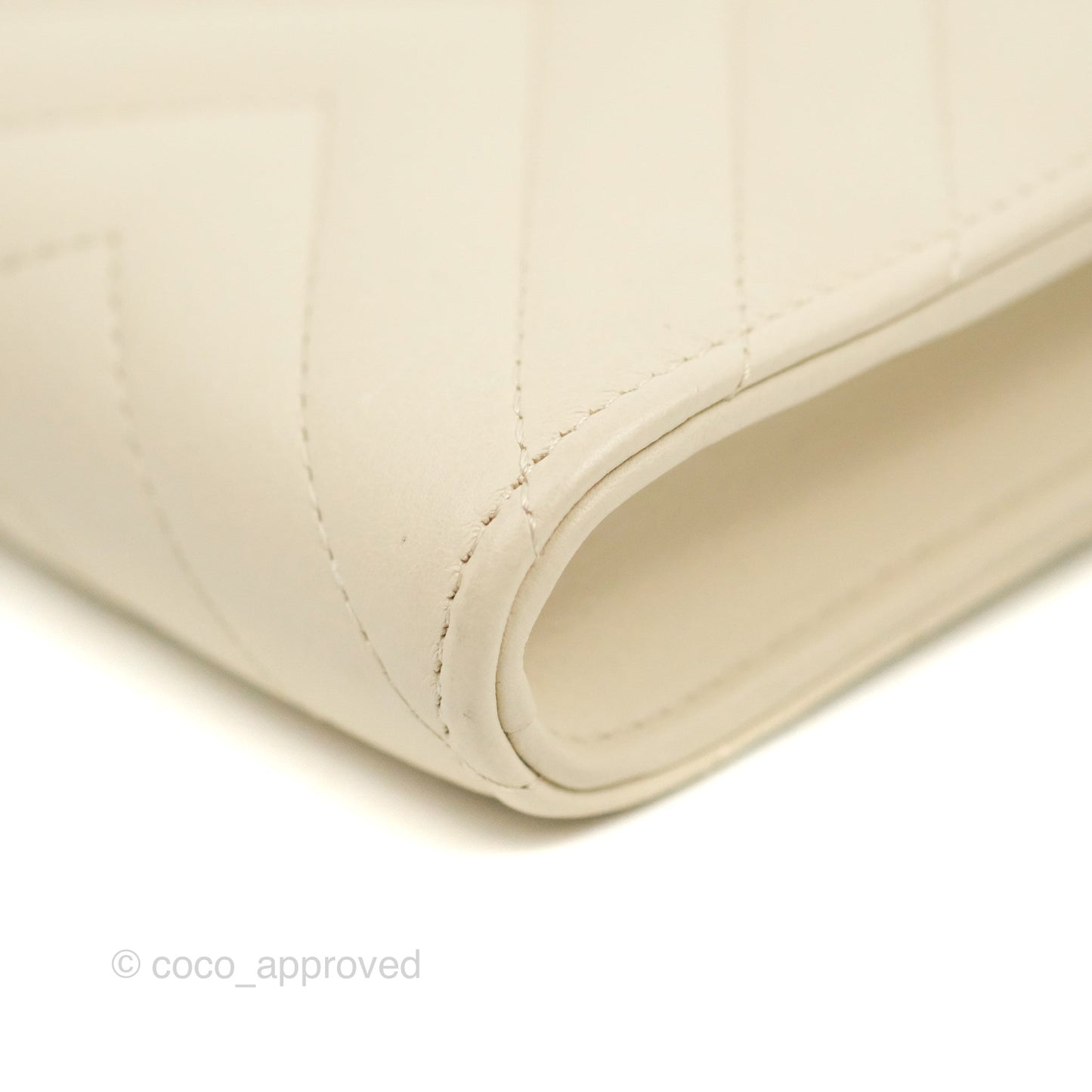 Chanel Chevron Clutch With Chain Ivory Calfskin Silver Hardware