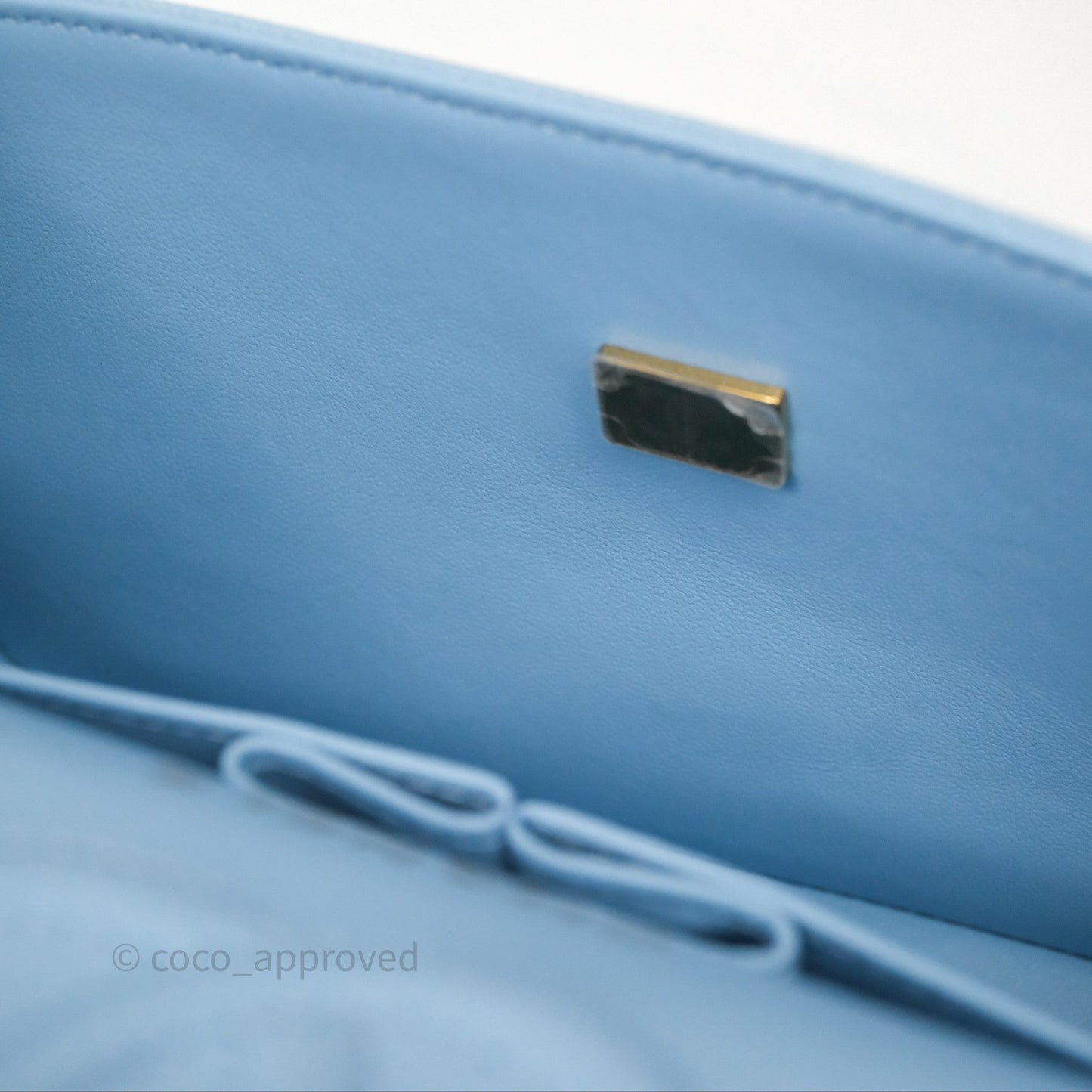 Chanel Small Classic Flap Quilted Blue Caviar Light Gold Hardware