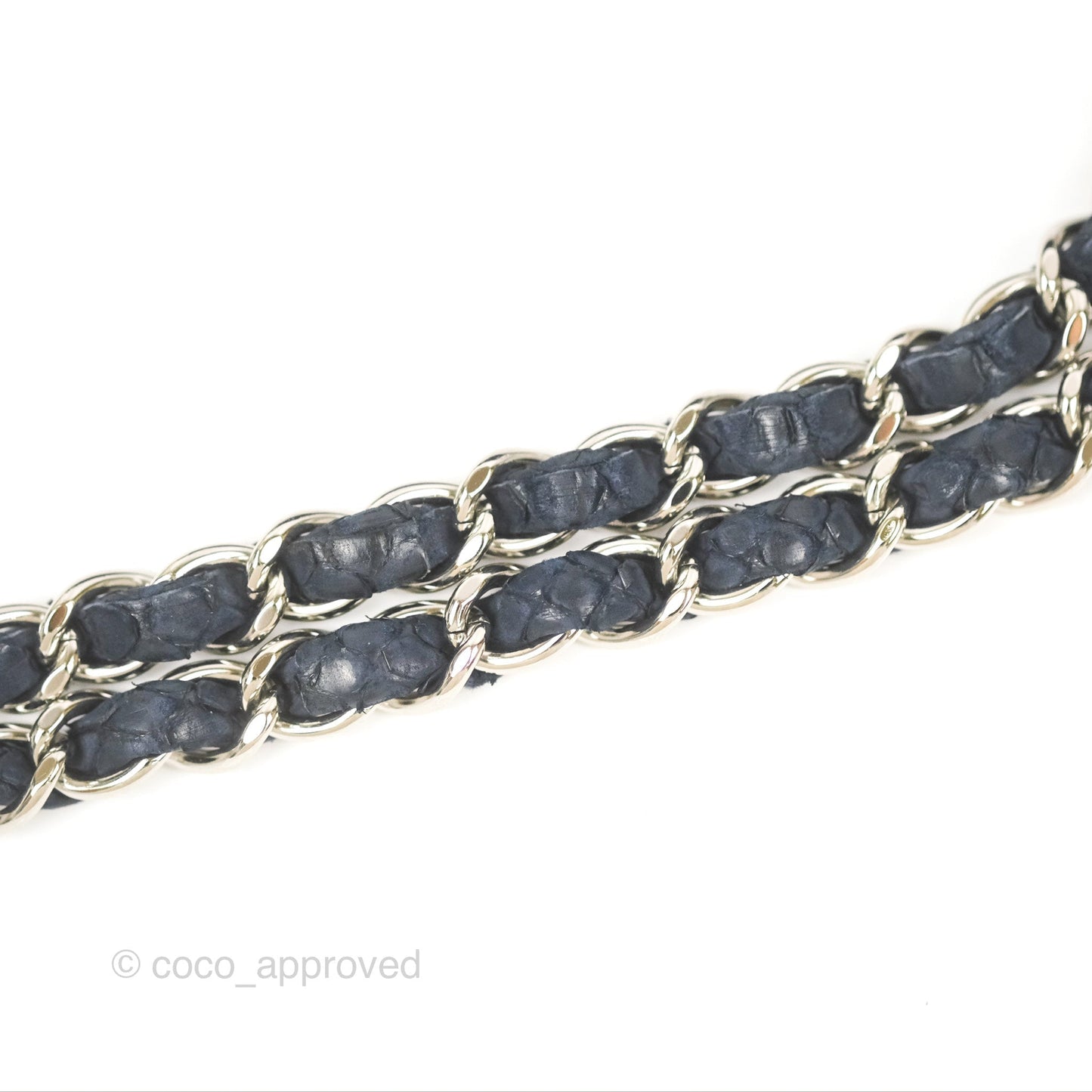 Chanel Classic M/L Medium Flap Navy Python Silver Hardware