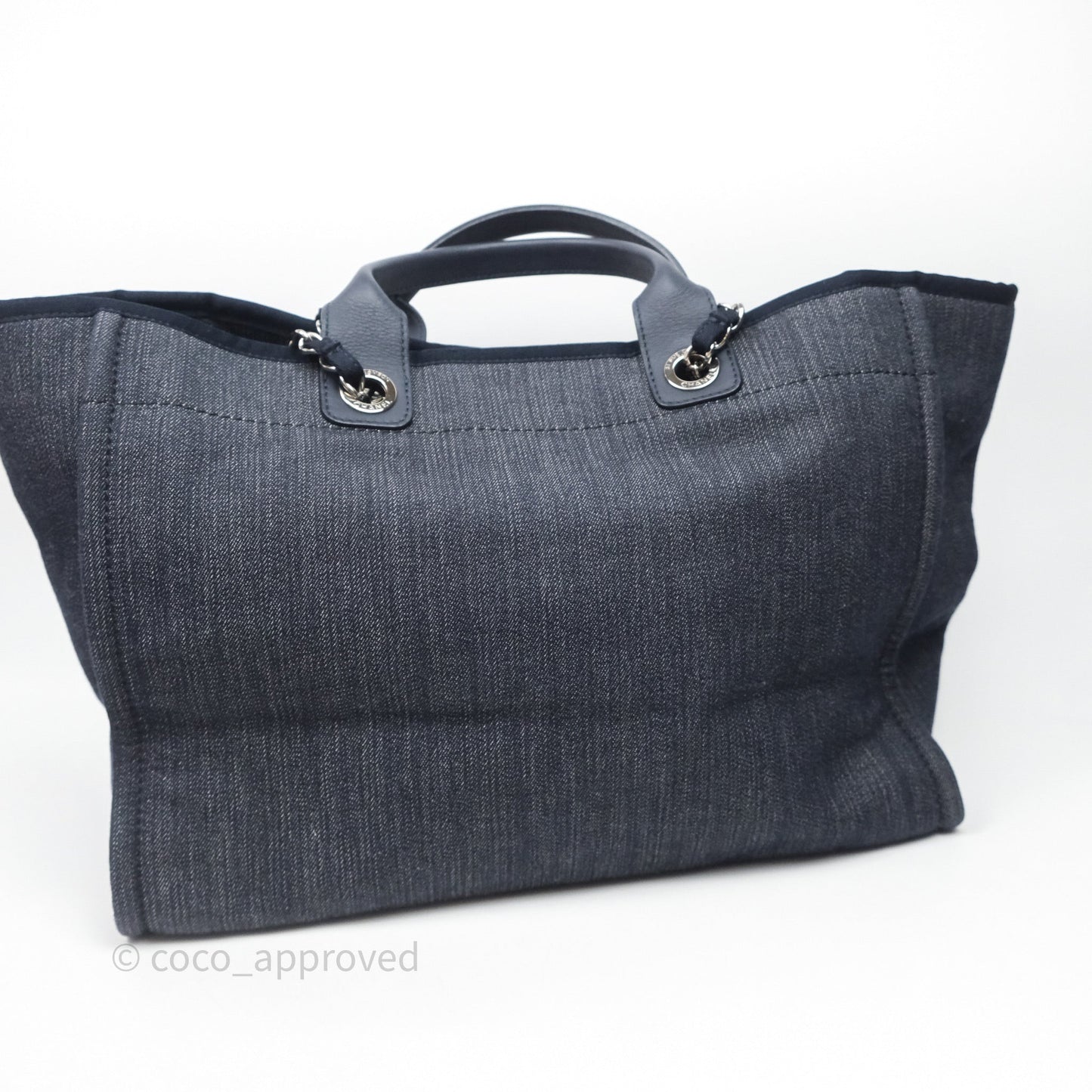 Chanel Large Deauville Tote Denim Canvas Silver Hardware