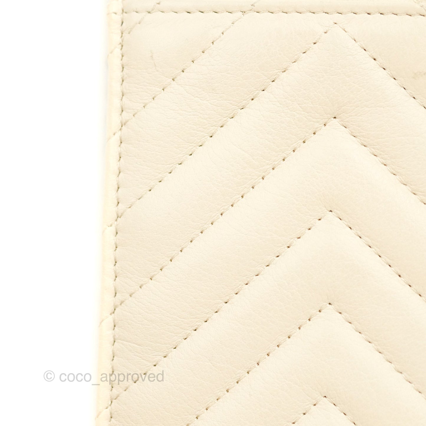 Chanel Chevron Clutch With Chain Ivory Calfskin Silver Hardware