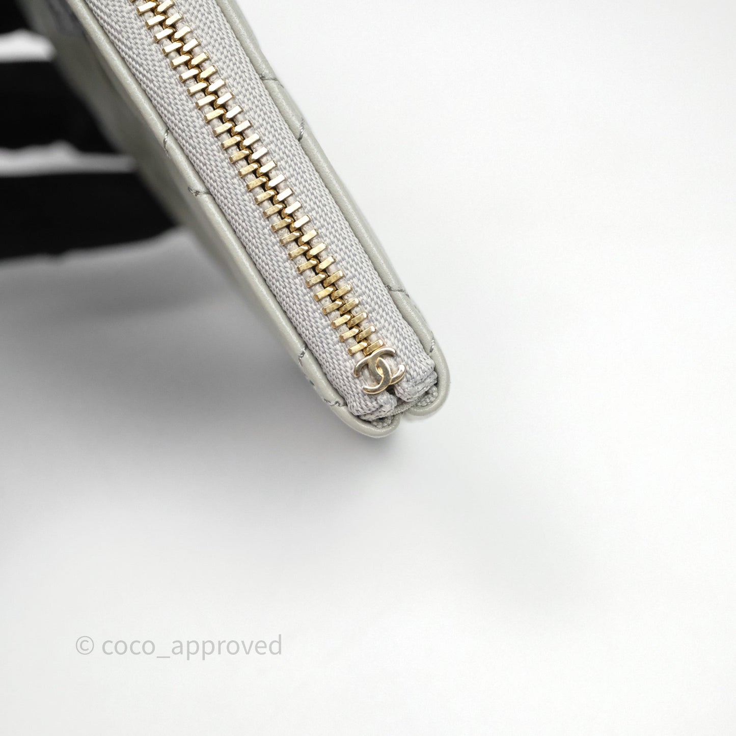 Chanel Quilted Mini O Case Grey Lambskin Gold Hardware