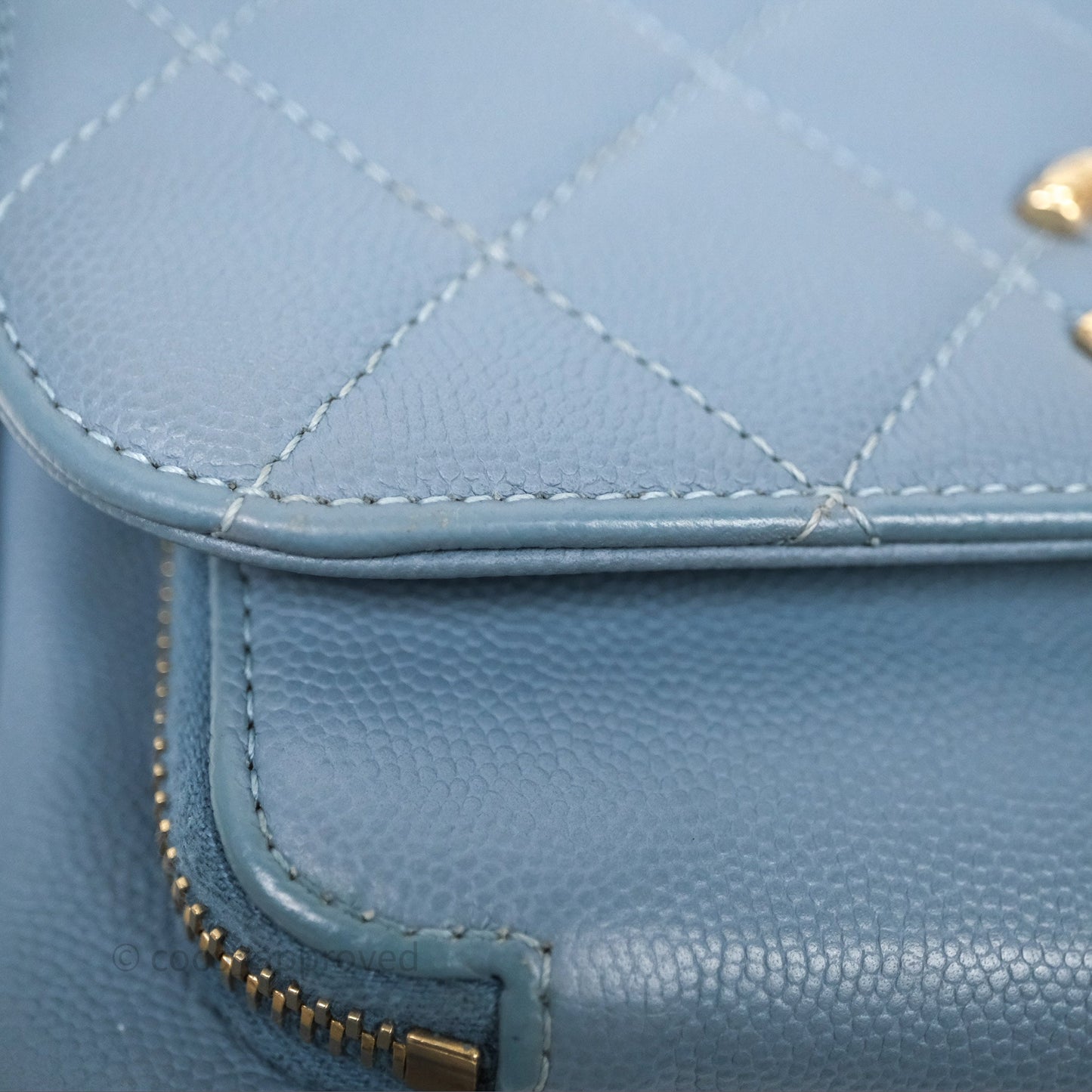 Chanel Caviar Quilted Small Business Affinity Flap Blue Gold Hardware