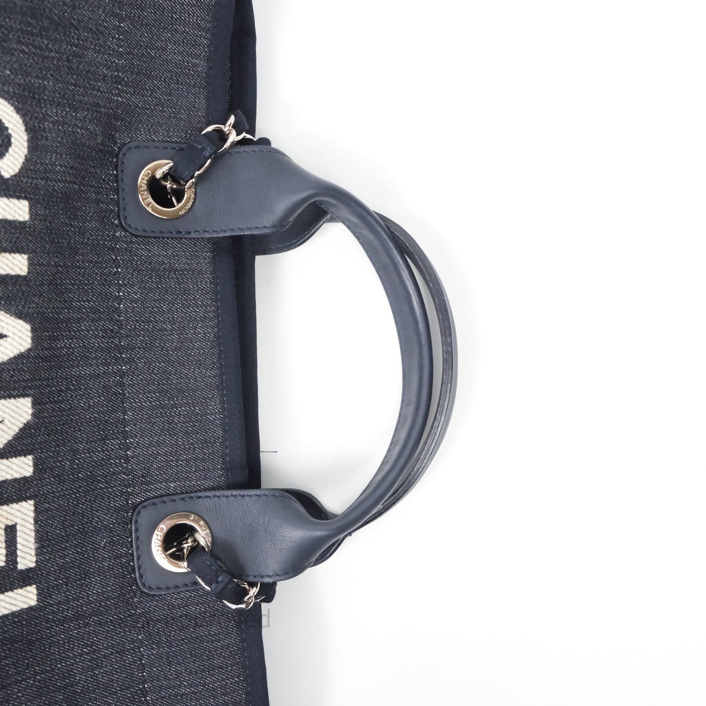 Chanel Large Deauville Tote Denim Canvas Silver Hardware