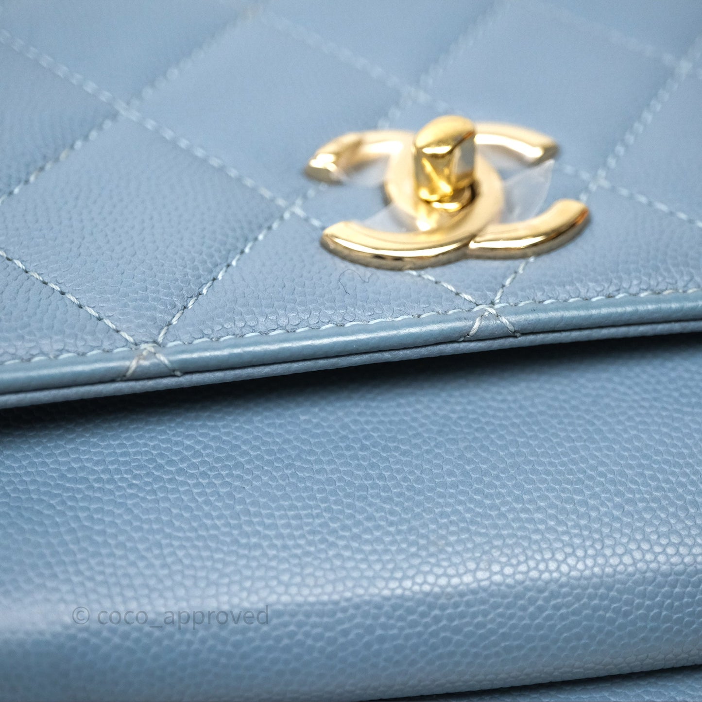 Chanel Caviar Quilted Small Business Affinity Flap Blue Gold Hardware