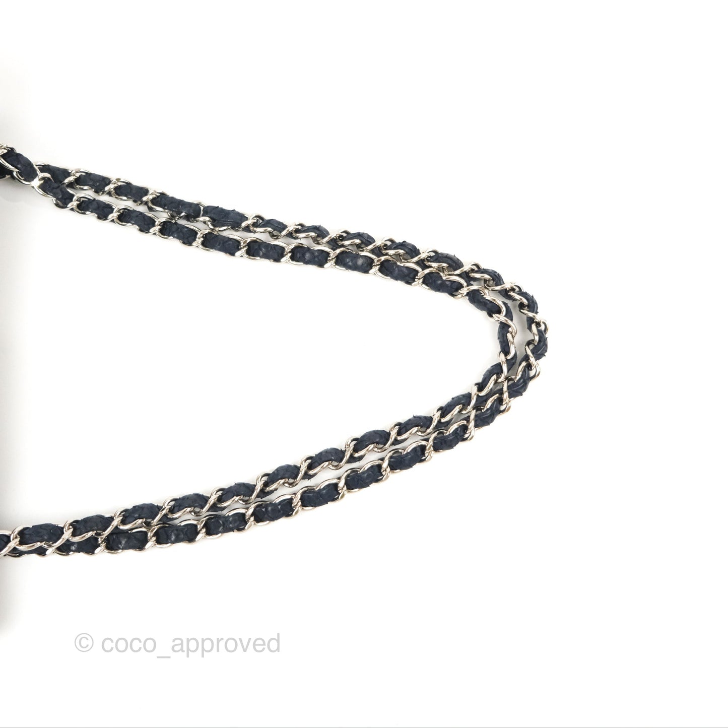 Chanel Classic M/L Medium Flap Navy Python Silver Hardware