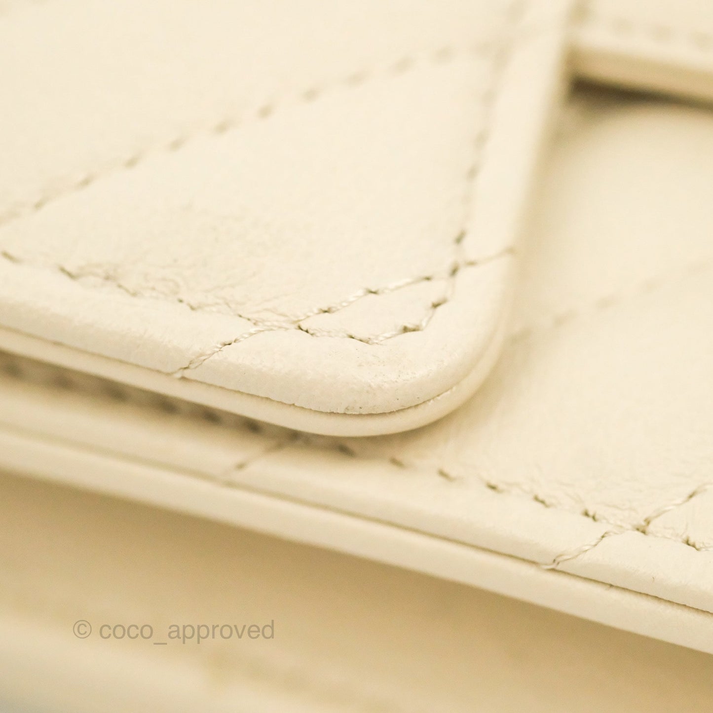 Chanel Chevron Clutch With Chain Ivory Calfskin Silver Hardware