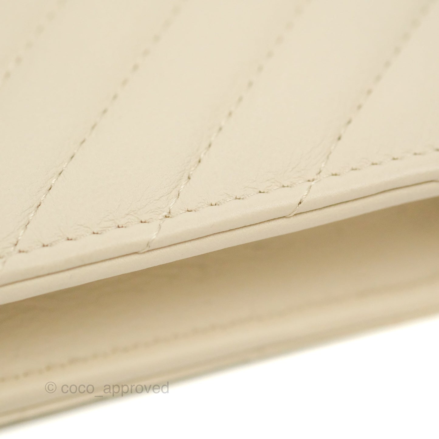 Chanel Chevron Clutch With Chain Ivory Calfskin Silver Hardware