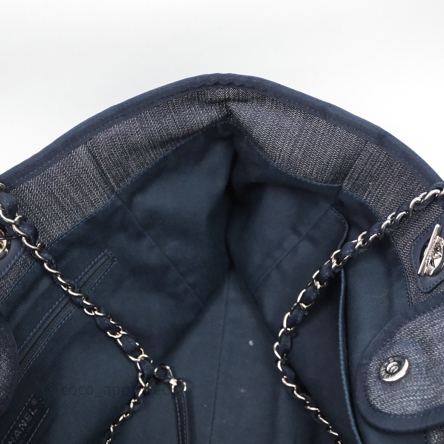 Chanel Large Deauville Tote Denim Canvas Silver Hardware