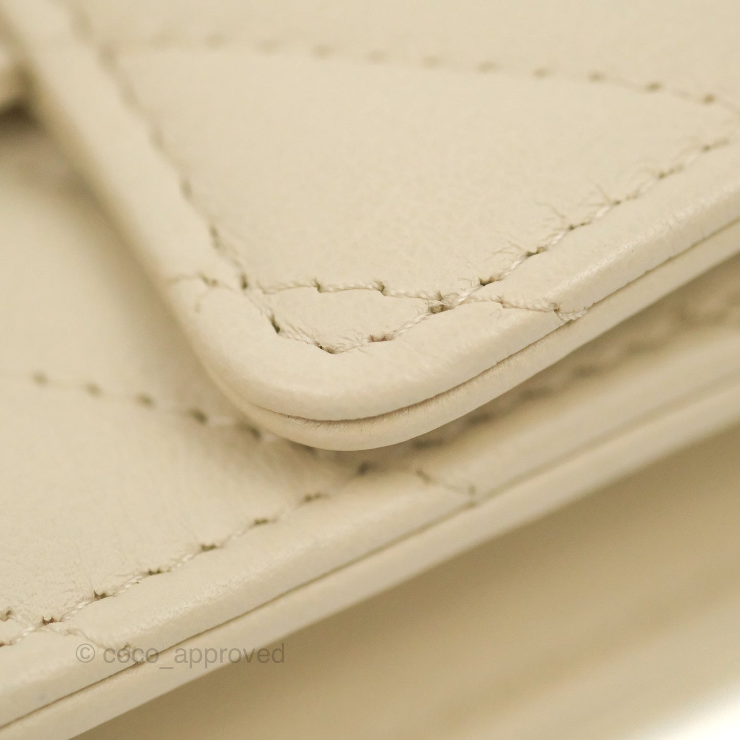 Chanel Chevron Clutch With Chain Ivory Calfskin Silver Hardware