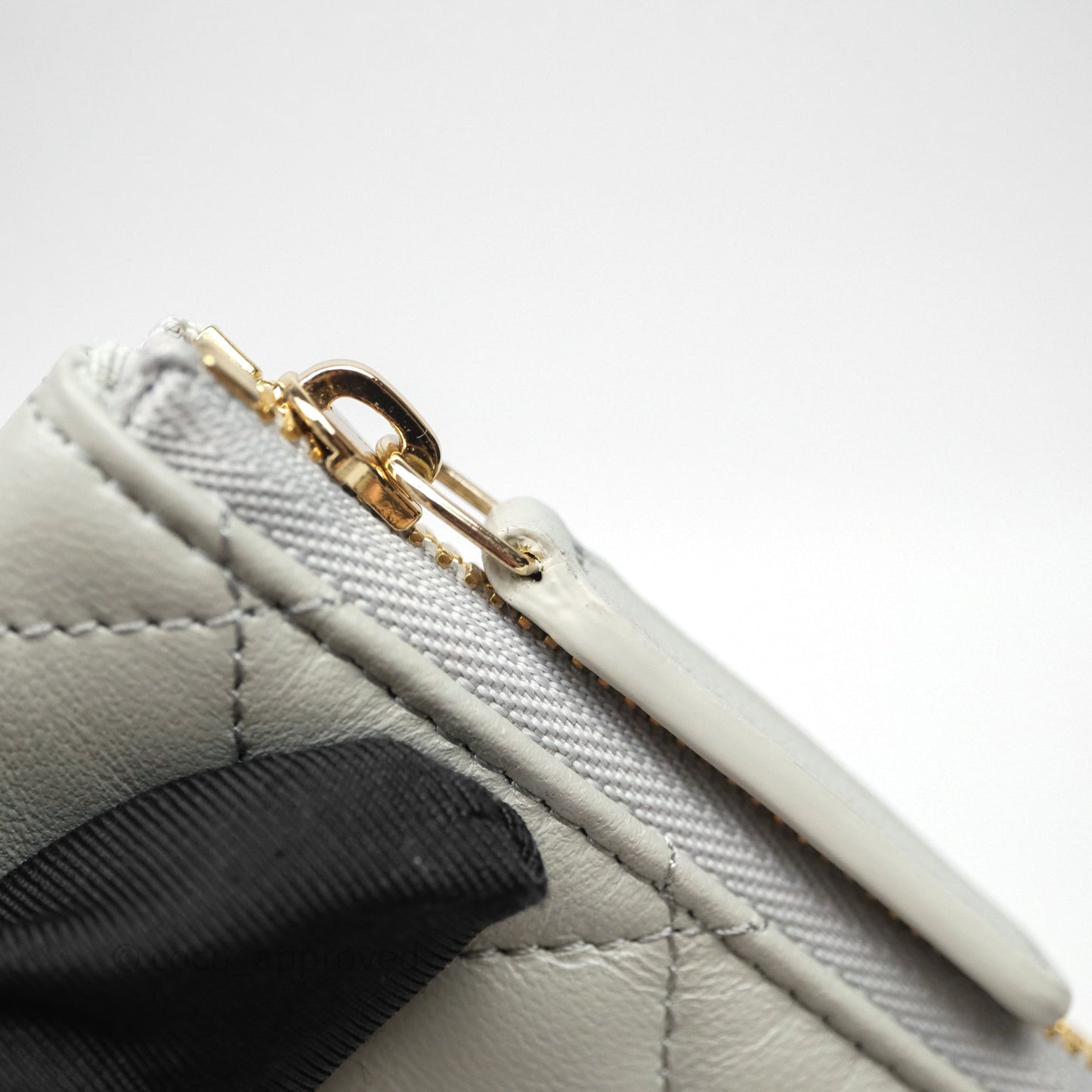 Chanel Quilted Mini O Case Grey Lambskin Gold Hardware