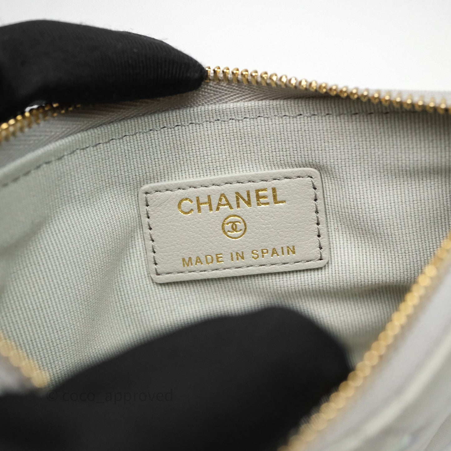 Chanel Quilted Mini O Case Grey Lambskin Gold Hardware