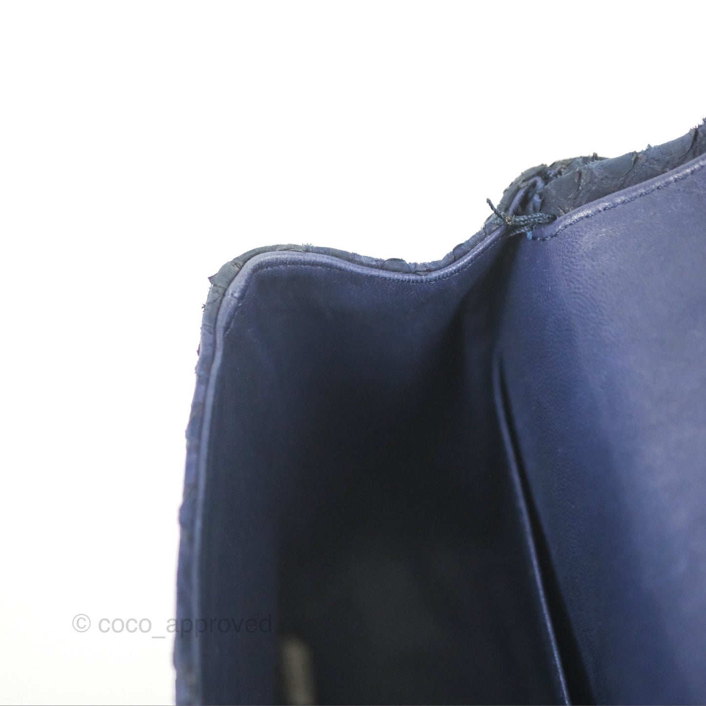 Chanel Classic M/L Medium Flap Navy Python Silver Hardware