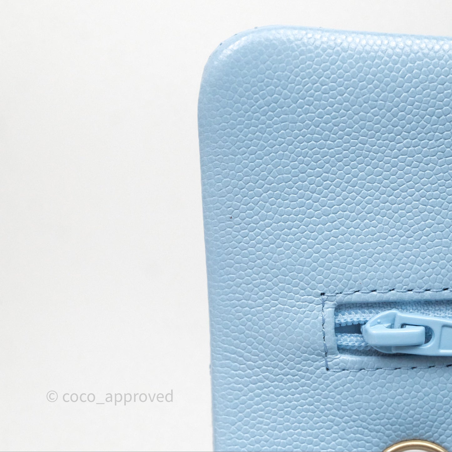 Chanel Small Classic Flap Quilted Blue Caviar Light Gold Hardware