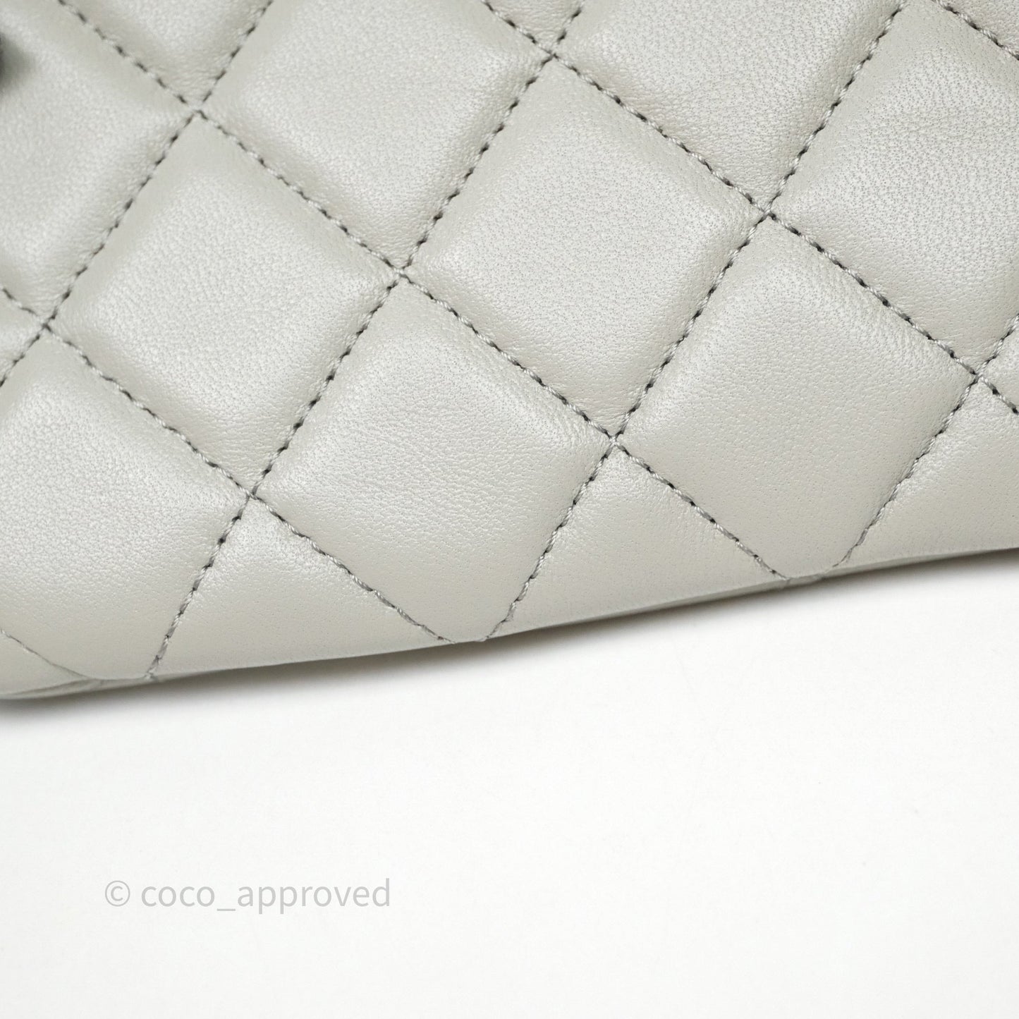 Chanel Quilted Mini O Case Grey Lambskin Gold Hardware