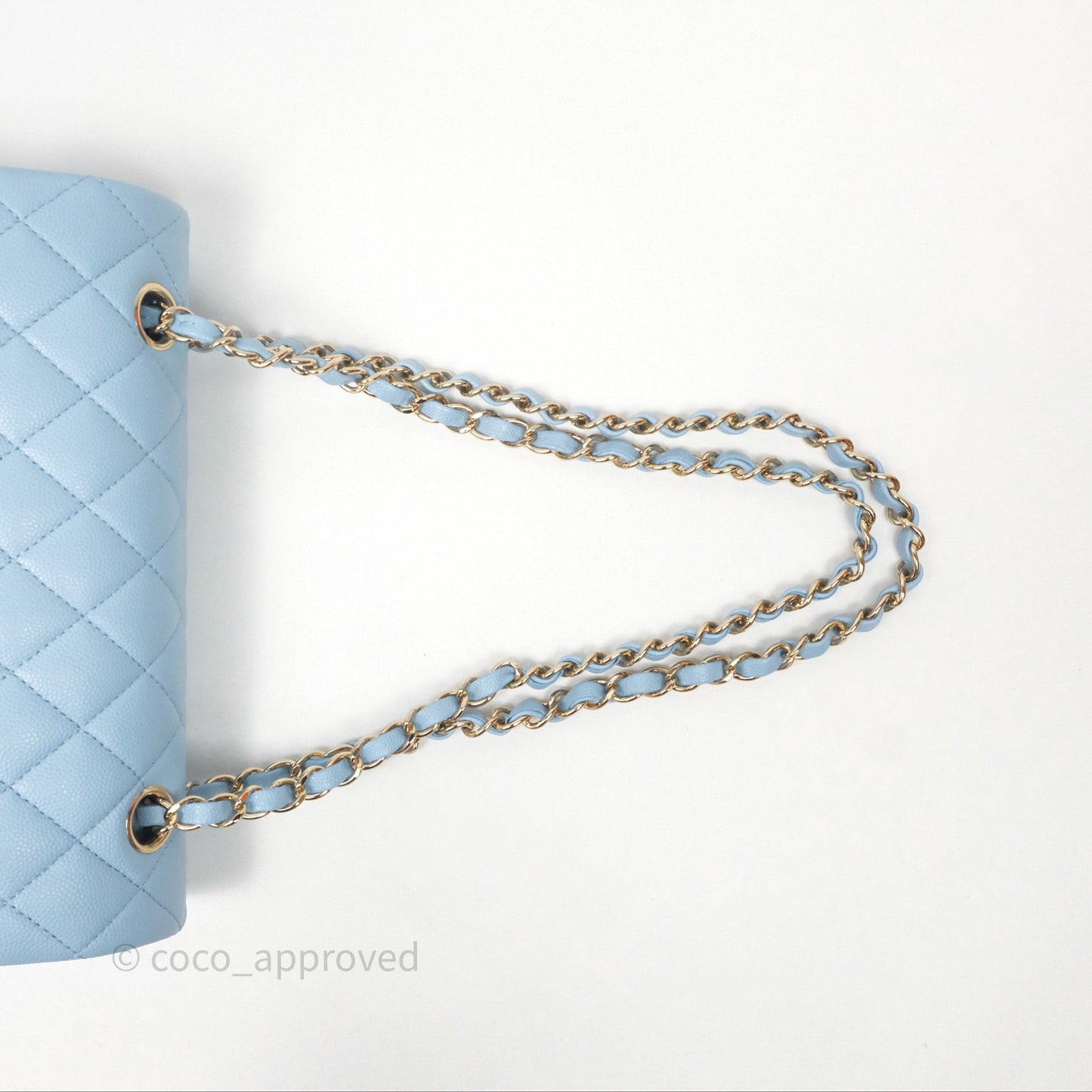 Chanel Small Classic Flap Quilted Blue Caviar Light Gold Hardware