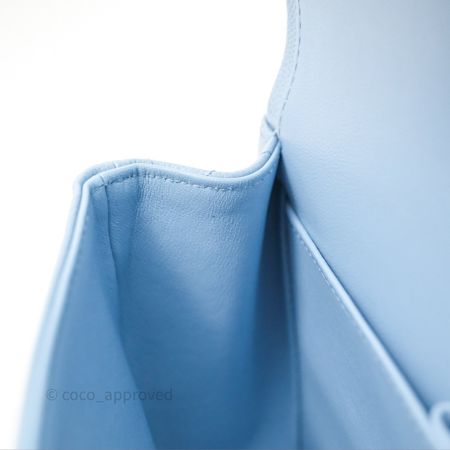 Chanel Small Classic Flap Quilted Blue Caviar Light Gold Hardware