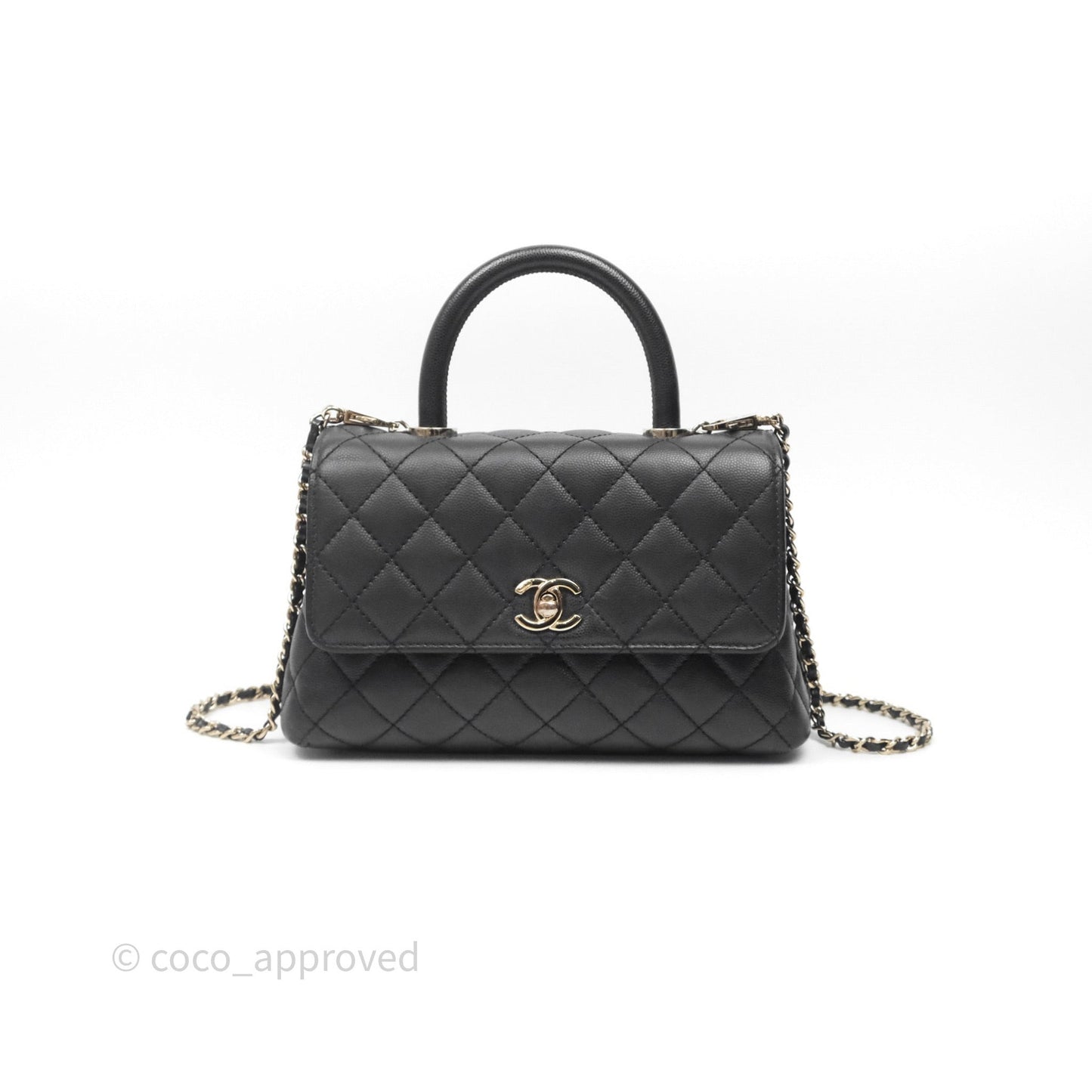 Chanel Small Coco Handle Quilted Black Caviar Gold Hardware