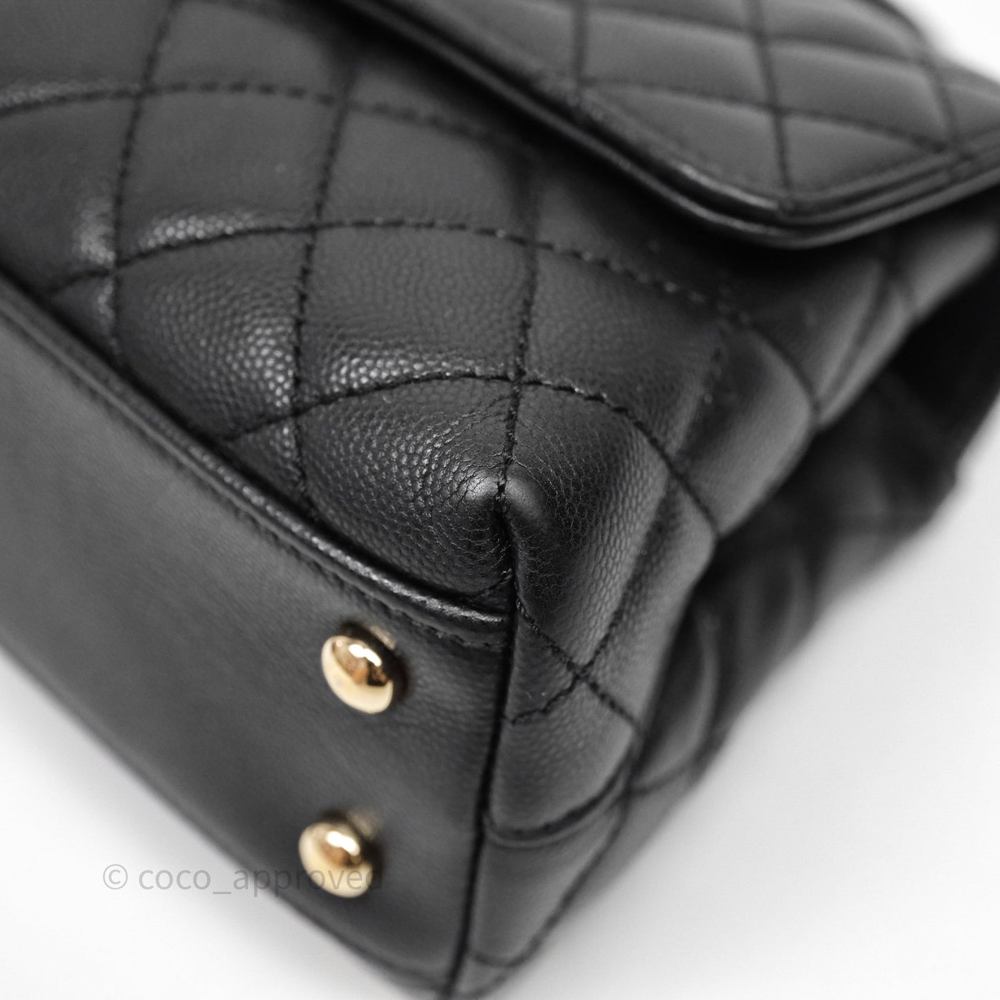 Chanel Small Coco Handle Quilted Black Caviar Gold Hardware