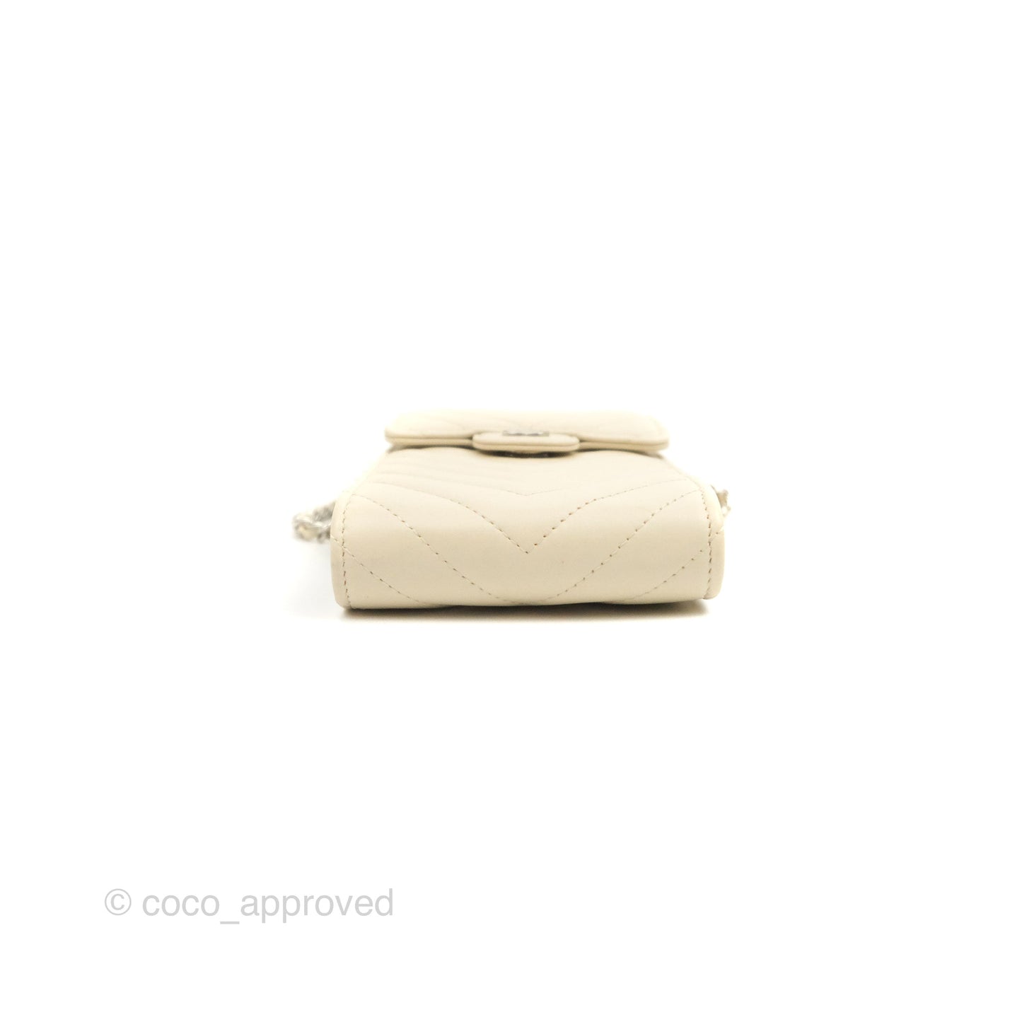 Chanel Chevron Clutch With Chain Ivory Calfskin Silver Hardware
