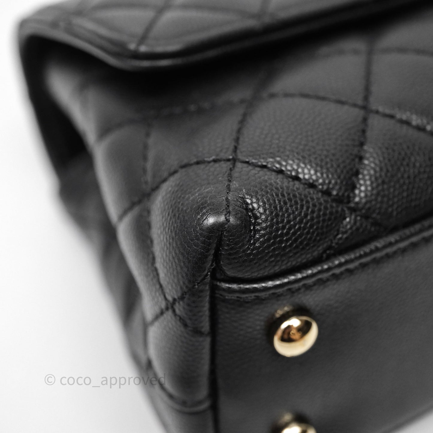 Chanel Small Coco Handle Quilted Black Caviar Gold Hardware