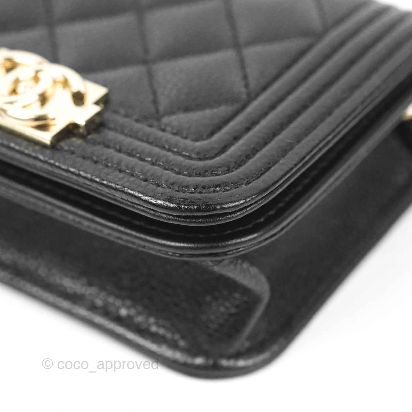Chanel Quilted Boy Belt Bag Black Caviar Gold Hardware
