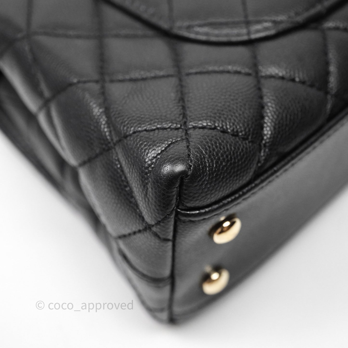 Chanel Small Coco Handle Quilted Black Caviar Gold Hardware