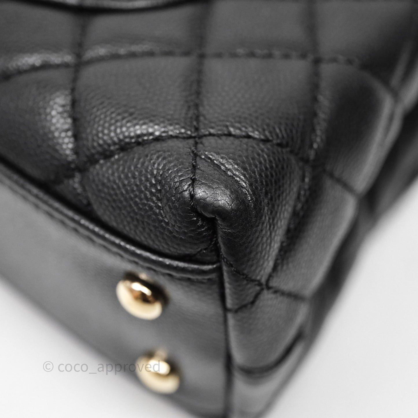 Chanel Small Coco Handle Quilted Black Caviar Gold Hardware