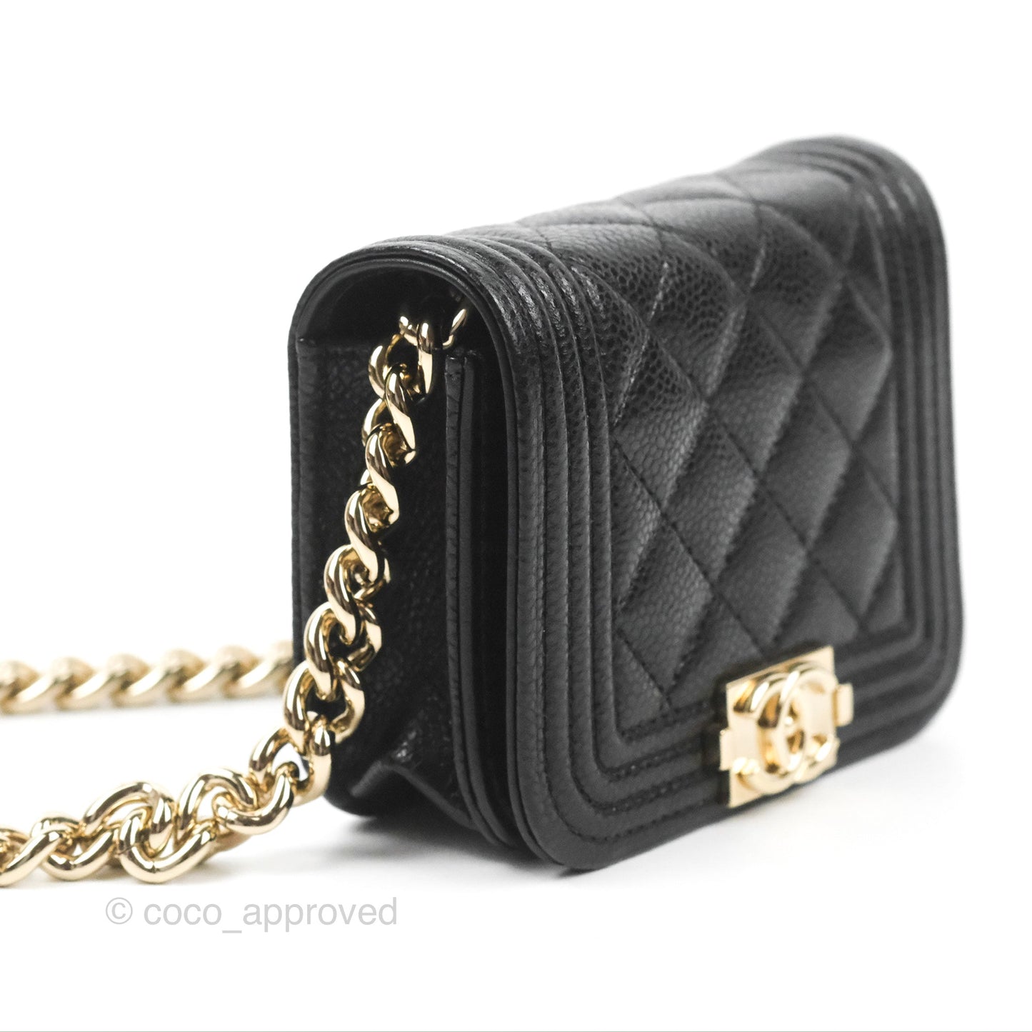 Chanel Quilted Boy Belt Bag Black Caviar Gold Hardware