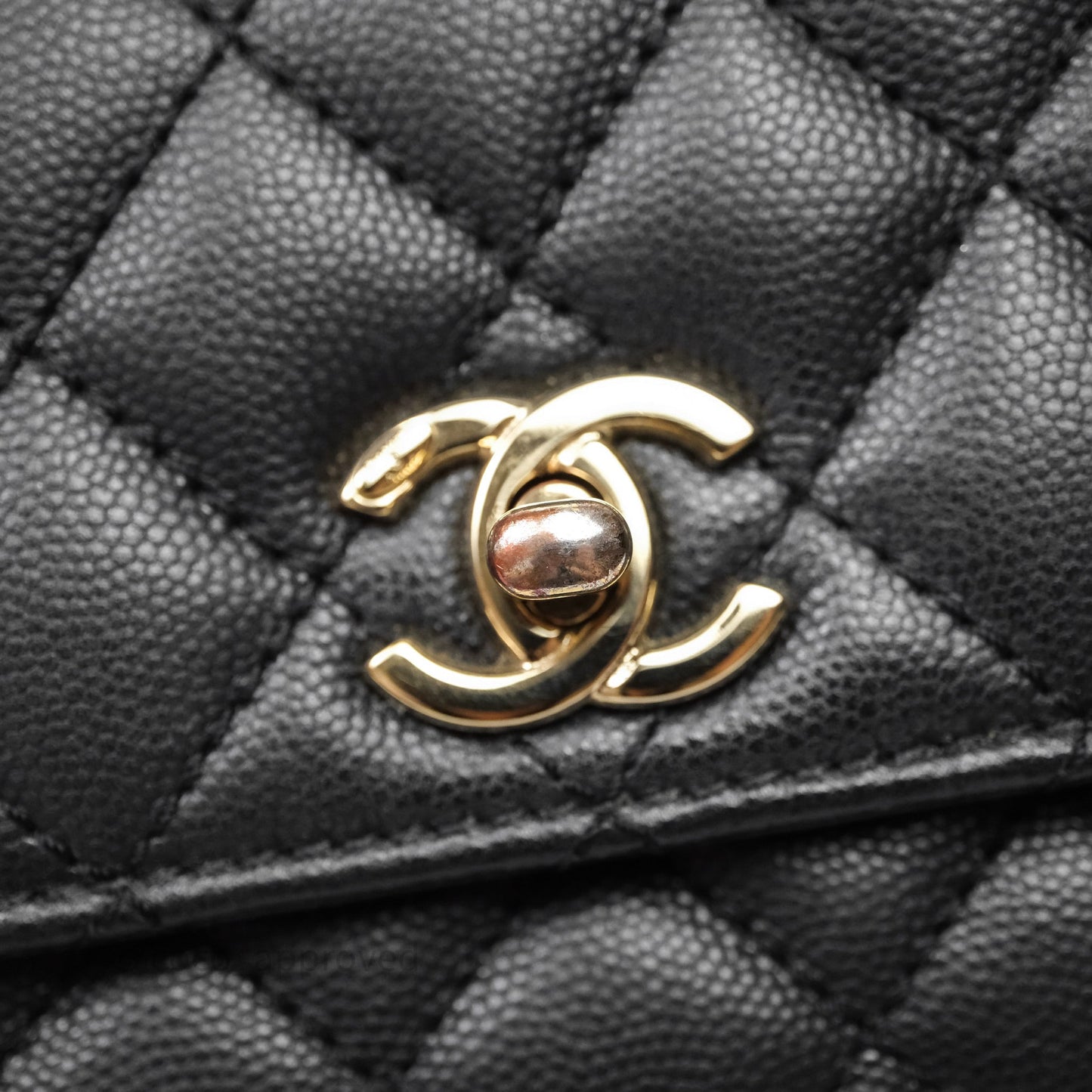 Chanel Small Coco Handle Quilted Black Caviar Gold Hardware