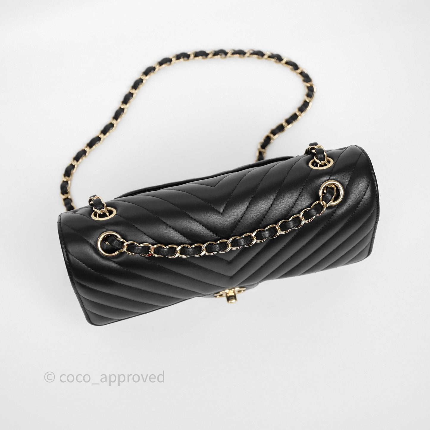 Chanel Classic Medium Flap Chevron Black Lambskin Gold Hardware