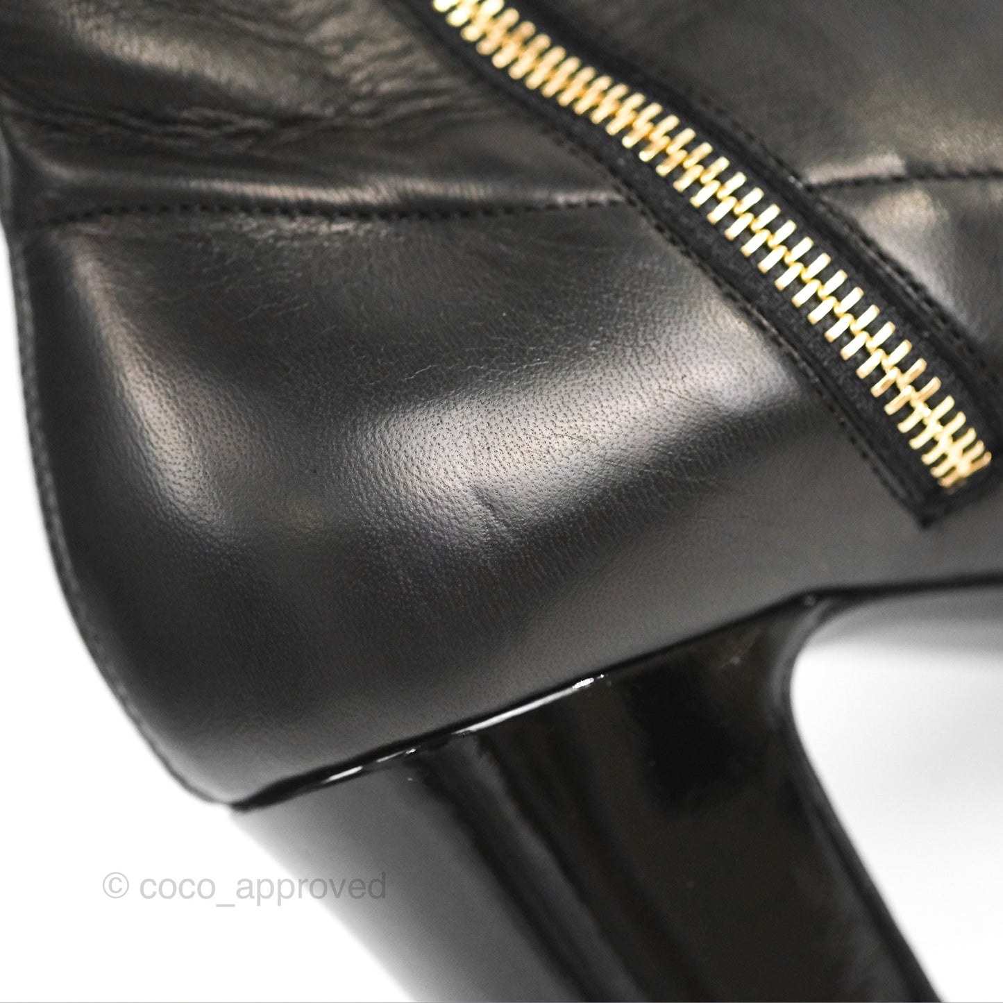 Chanel CC Lock High Boots Black Leather 20C Size 37