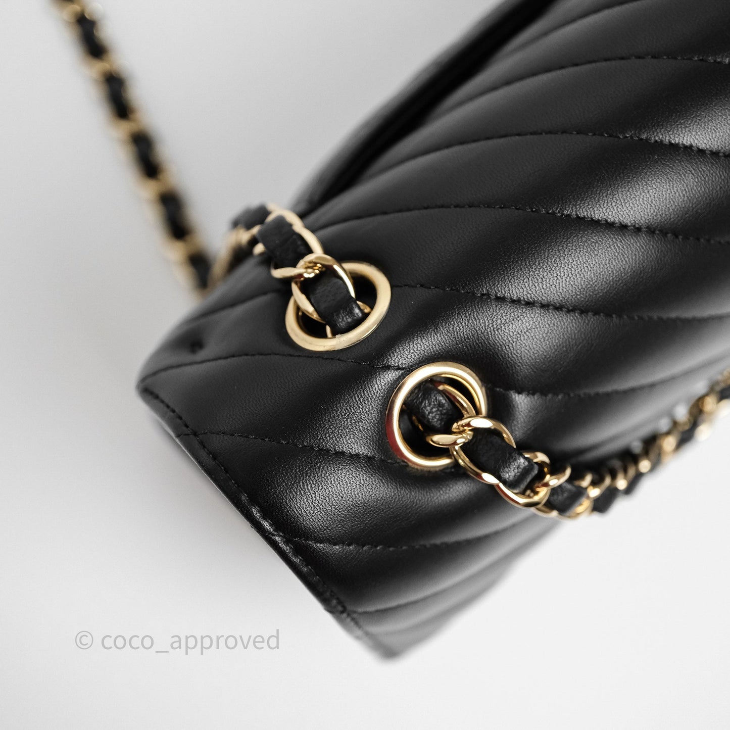 Chanel Classic Medium Flap Chevron Black Lambskin Gold Hardware
