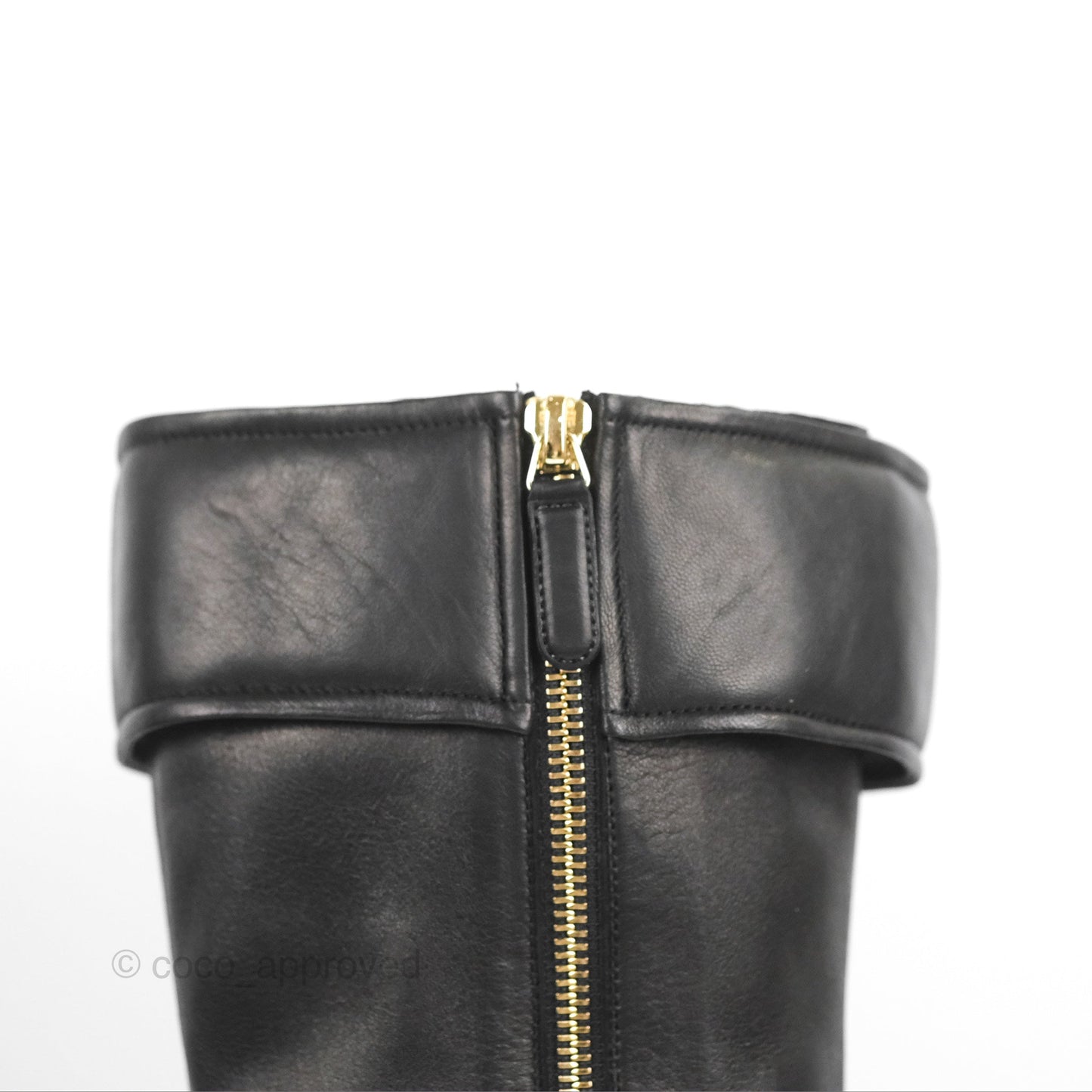 Chanel CC Lock High Boots Black Leather 20C Size 37