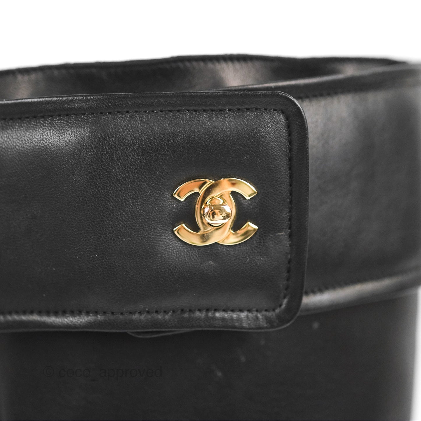 Chanel CC Lock High Boots Black Leather 20C Size 37