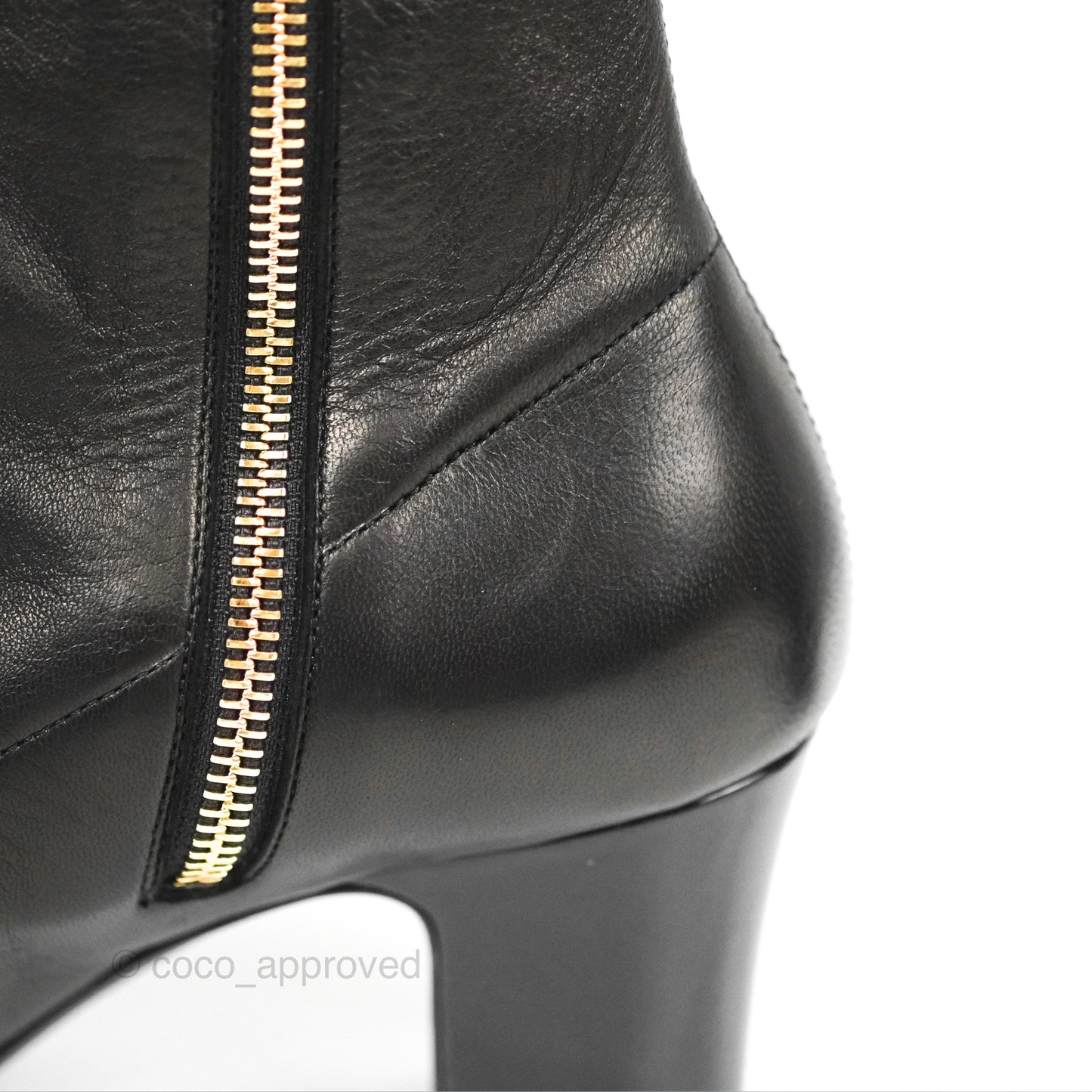 Chanel CC Lock High Boots Black Leather 20C Size 37