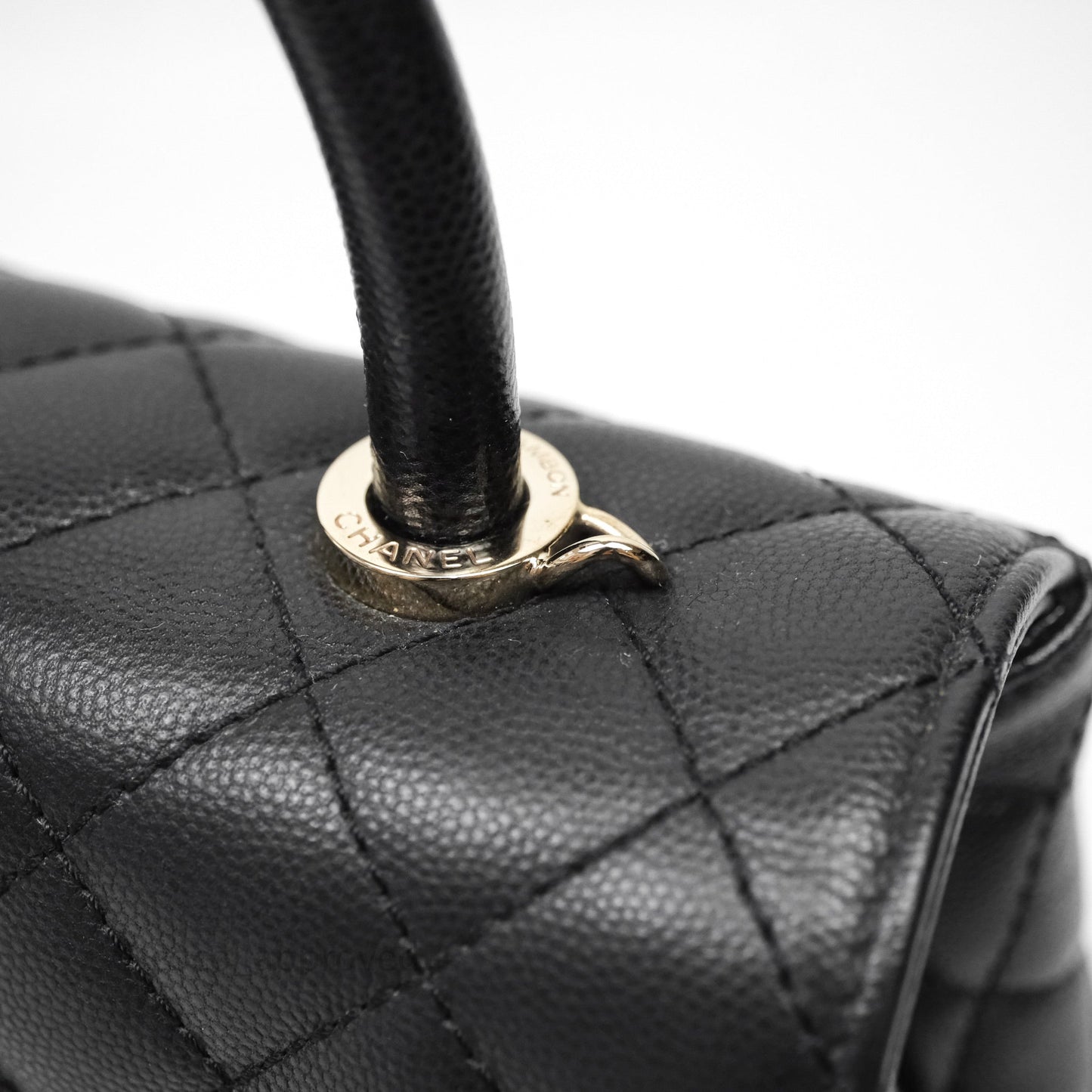 Chanel Small Coco Handle Quilted Black Caviar Gold Hardware