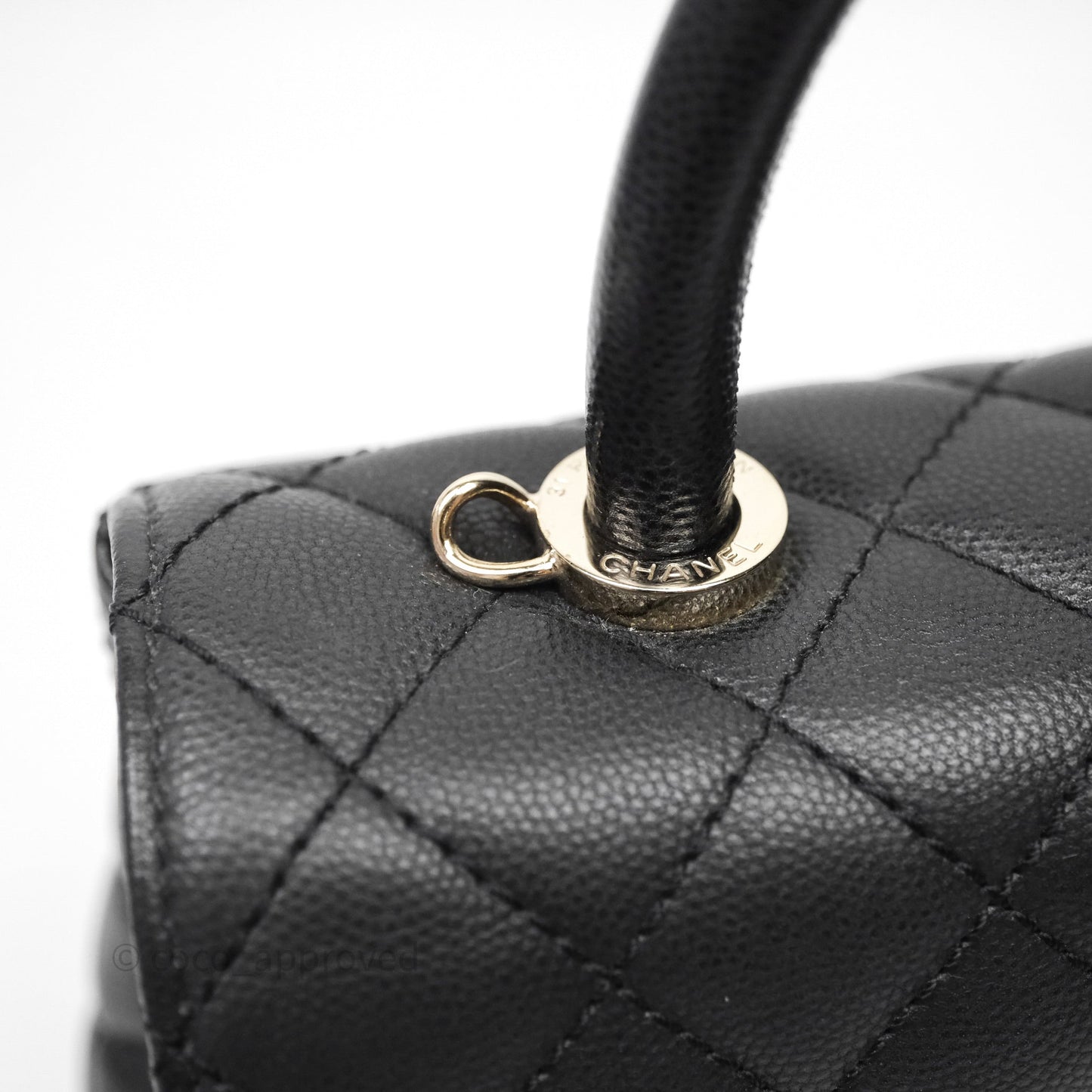 Chanel Small Coco Handle Quilted Black Caviar Gold Hardware