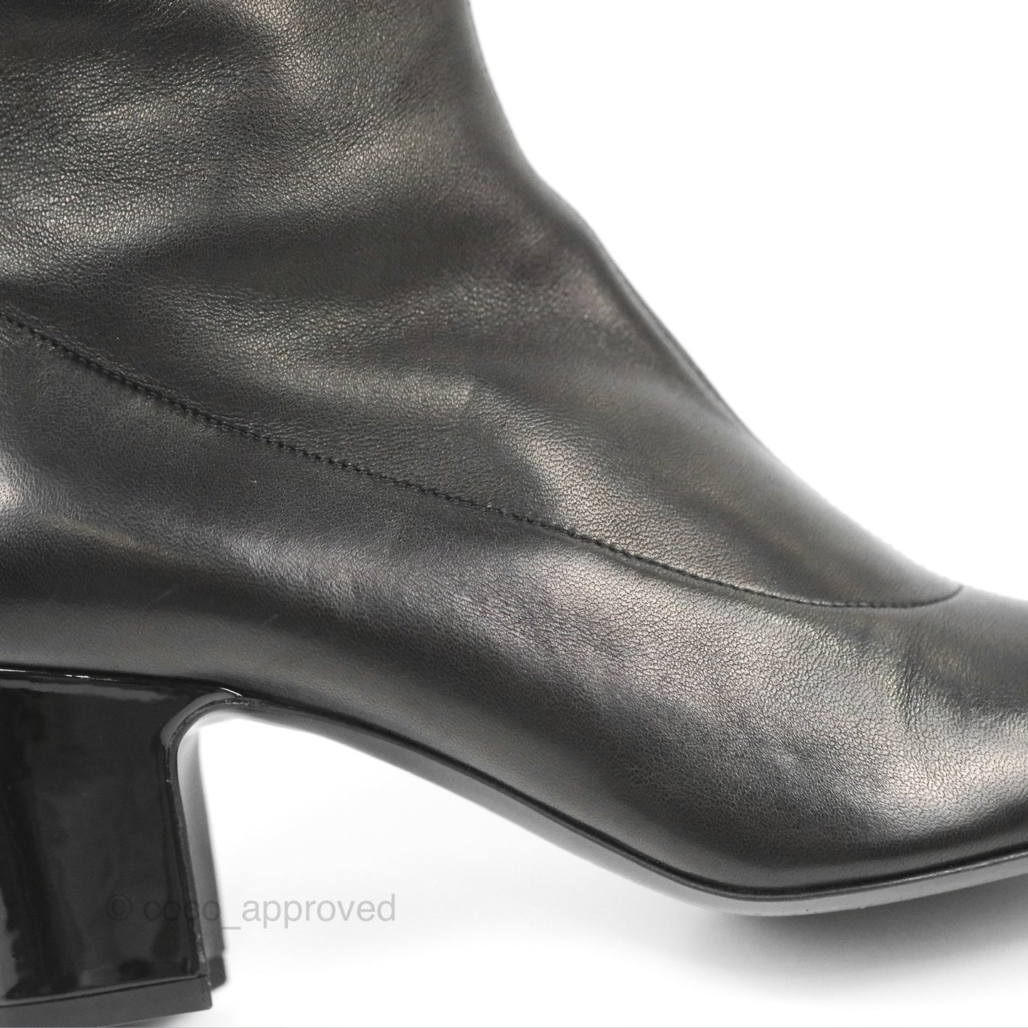 Chanel CC Lock High Boots Black Leather 20C Size 37
